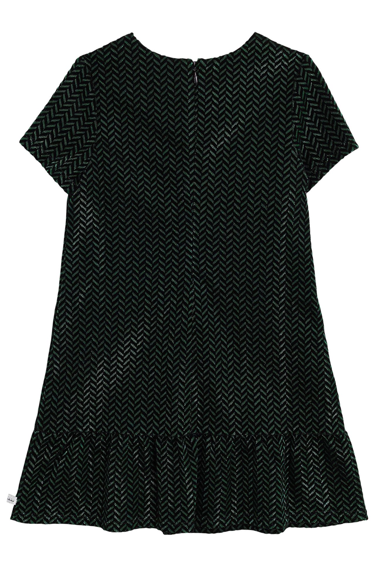 GIRL'S BLACK VELVET HERRINGBONE PATTERN LUREX DRESS 2