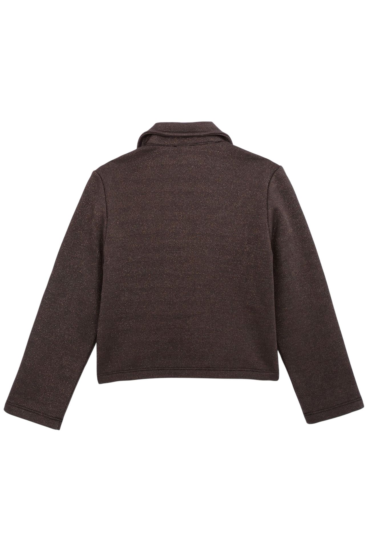 GIRL'S BLACK SEQUINED FLEECE BIKER CARDIGAN 2
