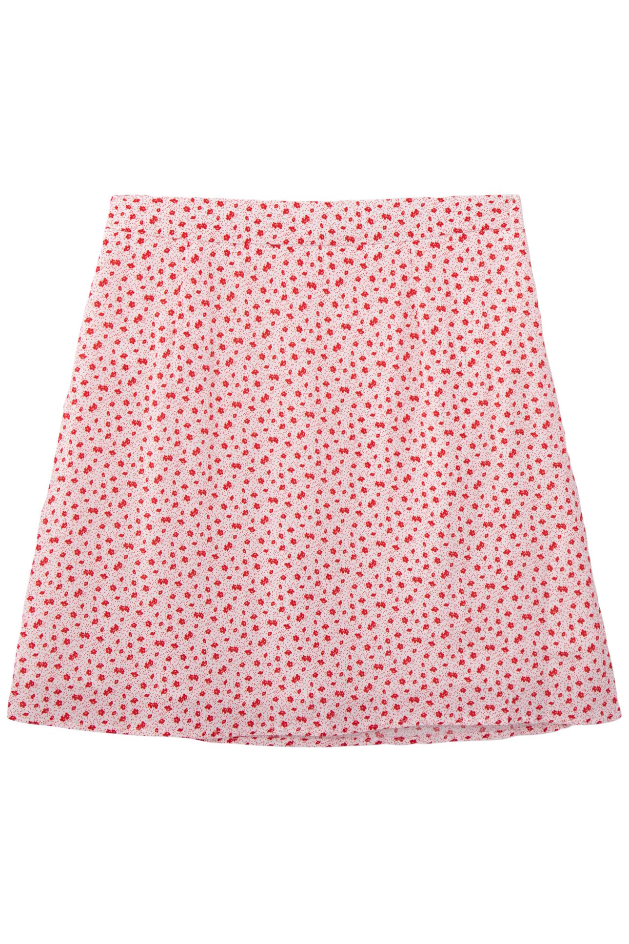 SHORT ECRU SKIRT LENZING™ ECOVERO™ RED FLOWERS GIRL 2