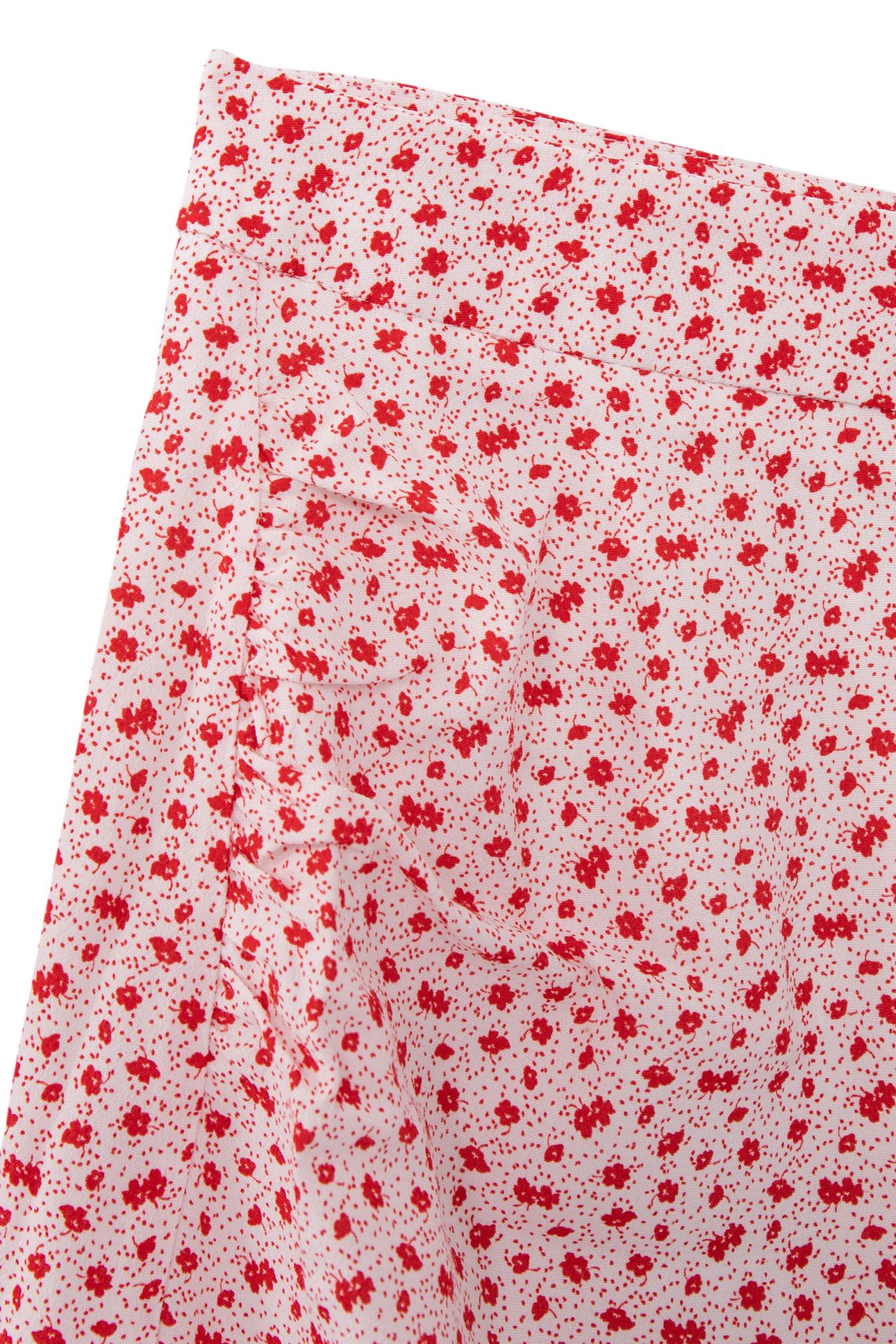 SHORT ECRU SKIRT LENZING™ ECOVERO™ RED FLOWERS GIRL 3