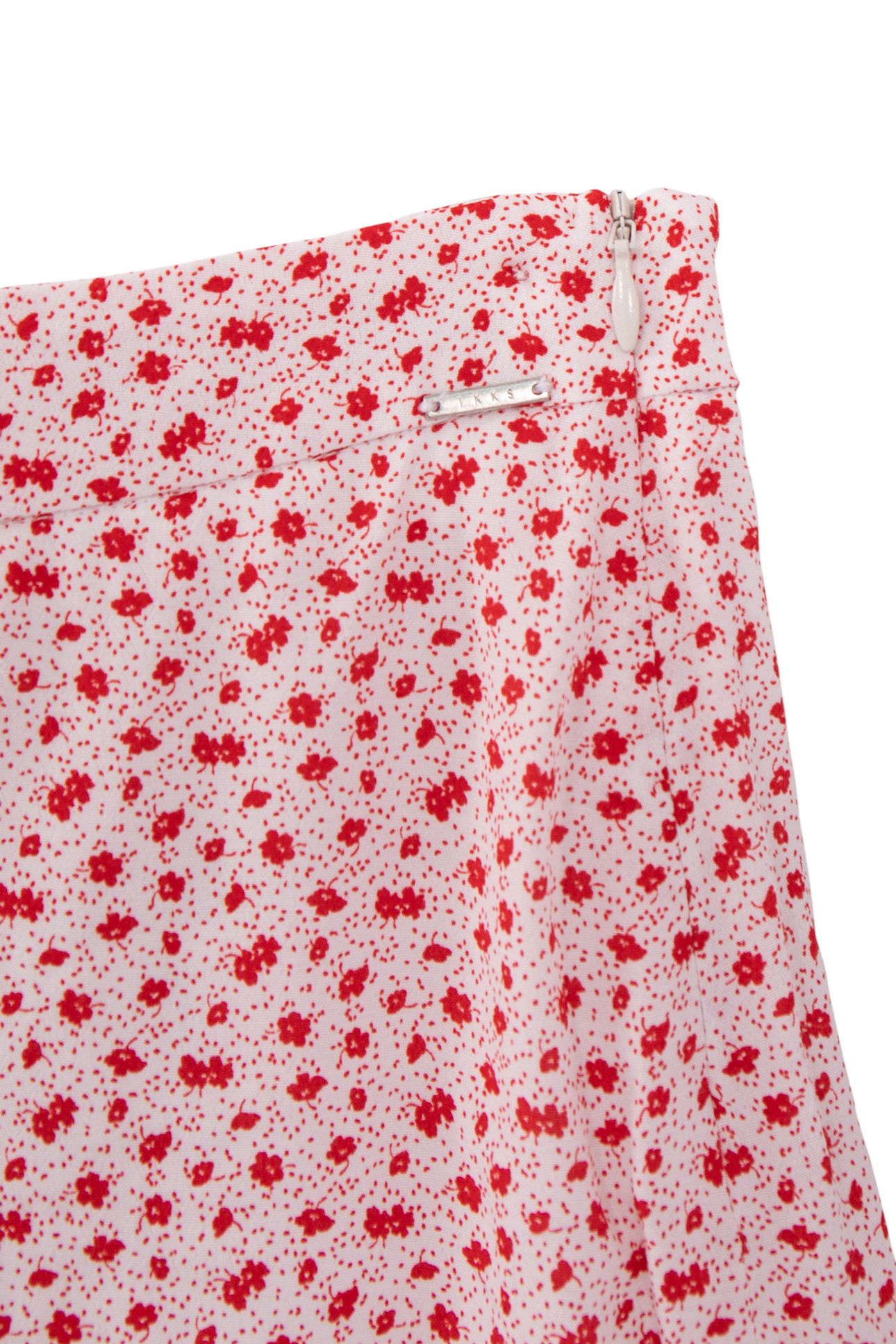 SHORT ECRU SKIRT LENZING™ ECOVERO™ RED FLOWERS GIRL 4