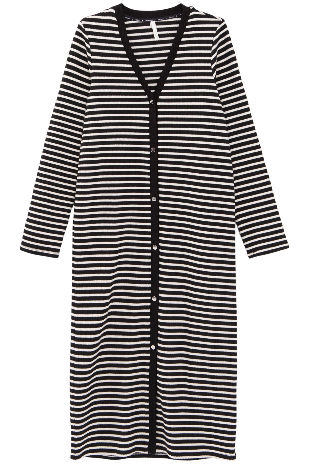 BLACK BUTTONED SAILOR-STRIPE LONG DRESS 3