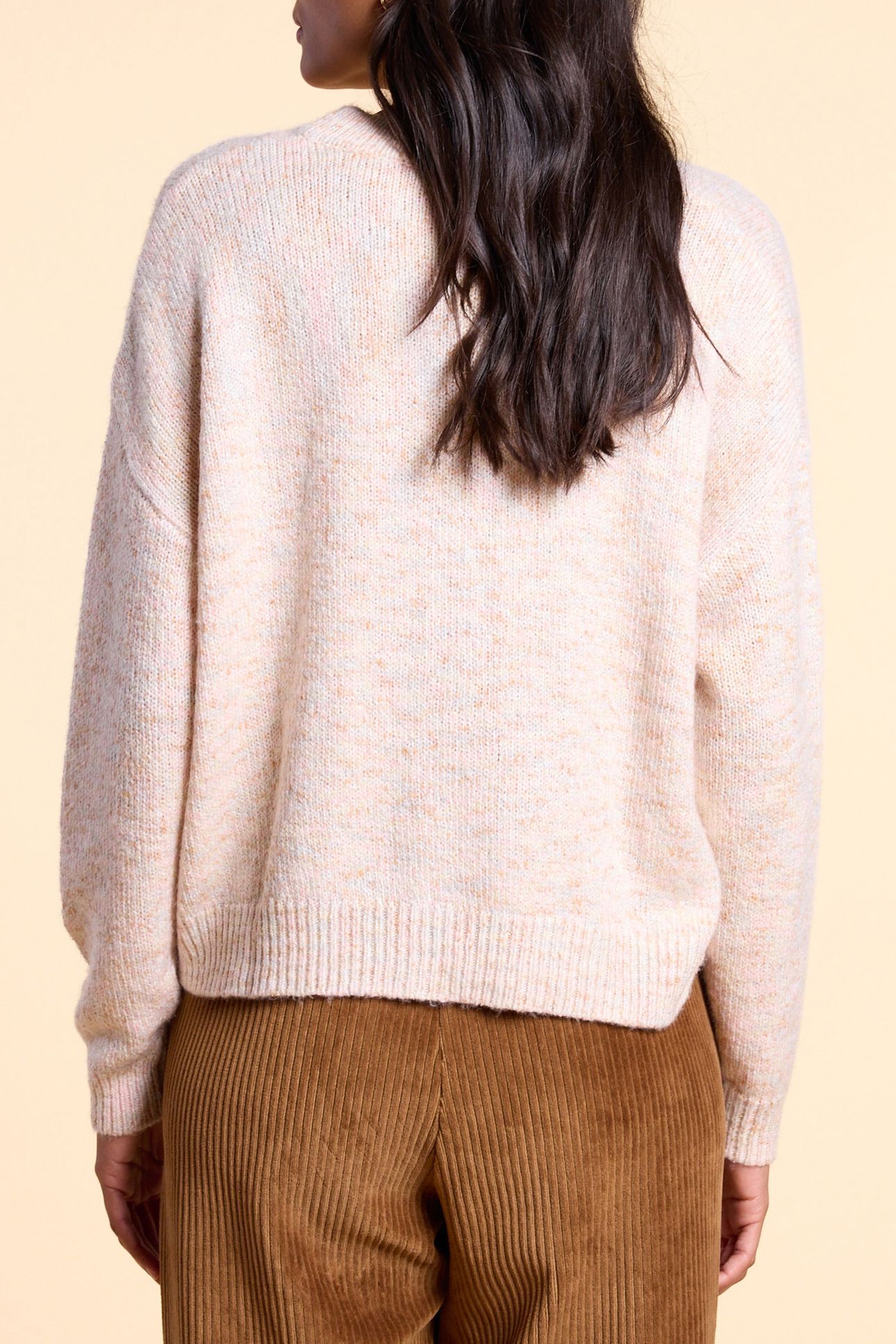 ECRU MOTTLED PASTEL KNITTED CARDIGAN 2