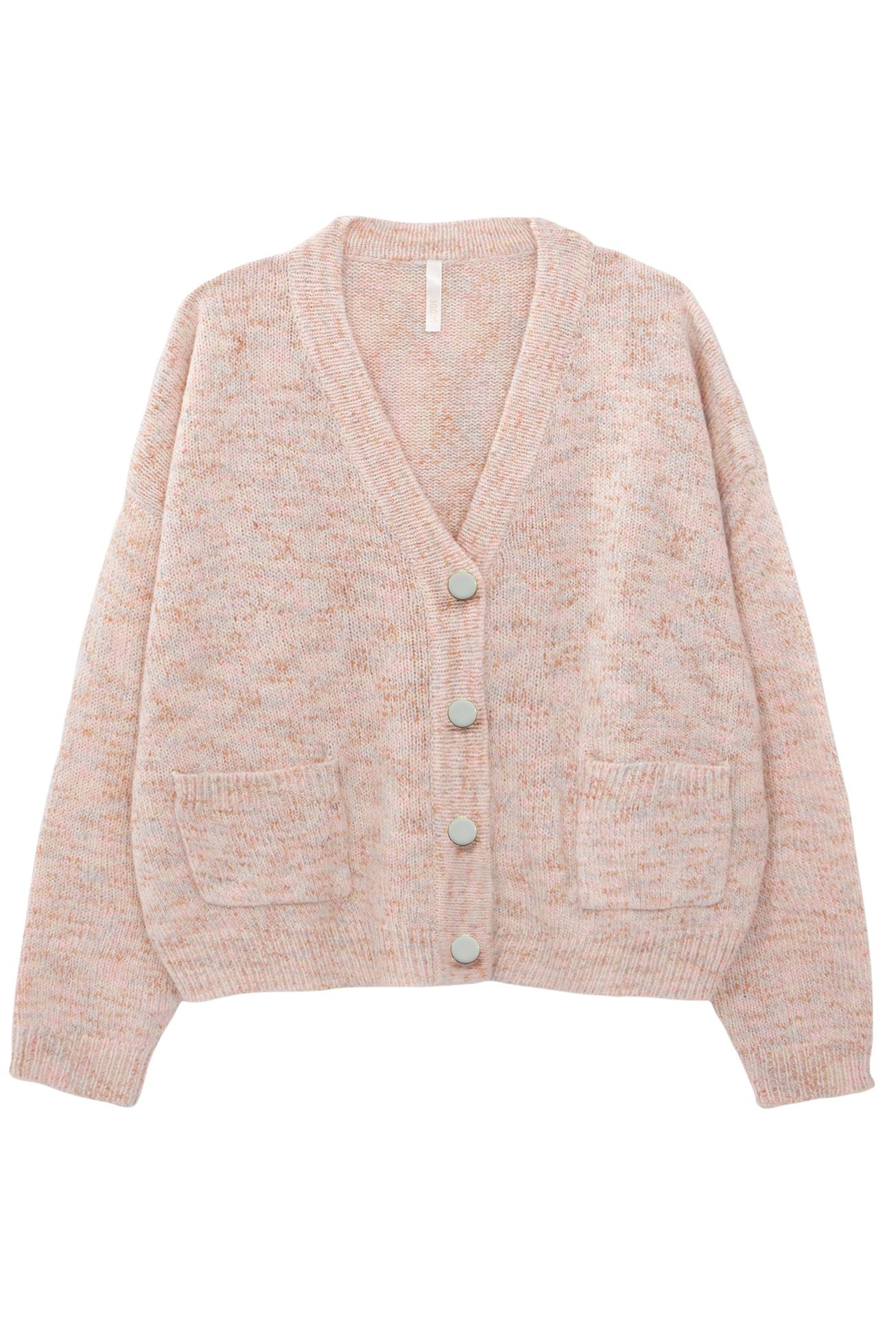 ECRU MOTTLED PASTEL KNITTED CARDIGAN 3