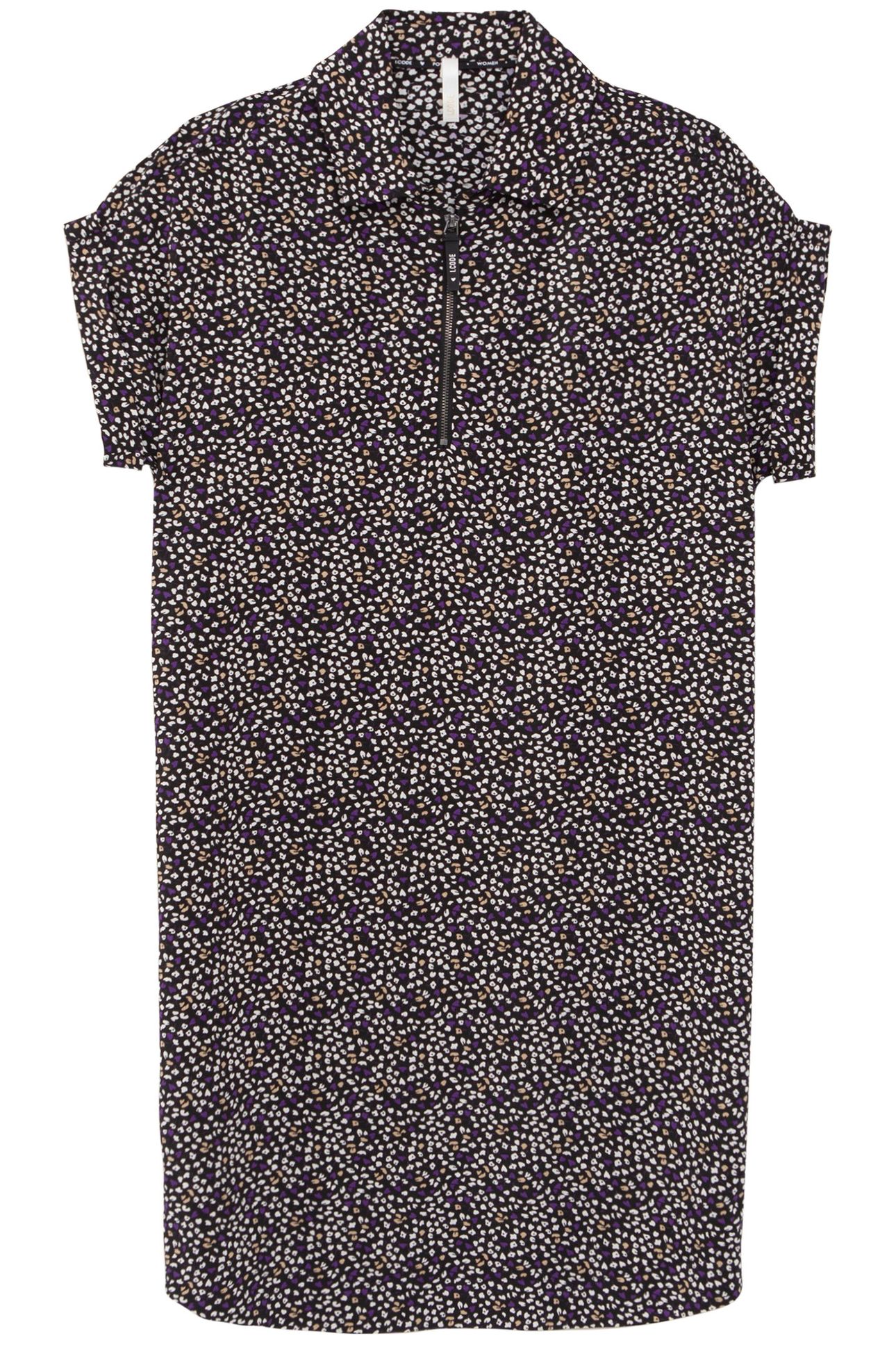 BLACK DRESS WITH MICRO FLORAL-LEOPARD PRINT 3