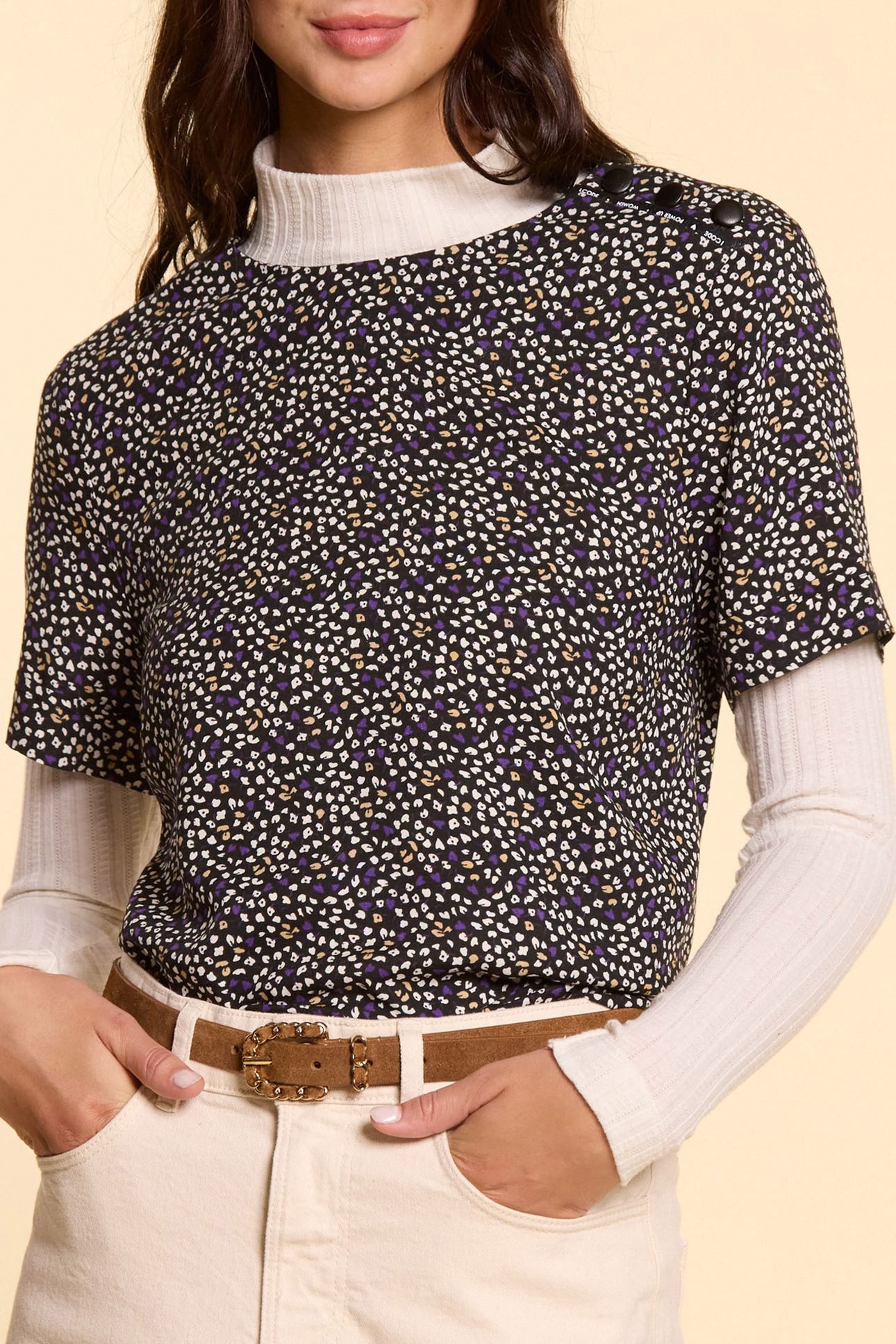 BLACK TOP WITH MICRO FLORAL-LEOPARD PRINT 1