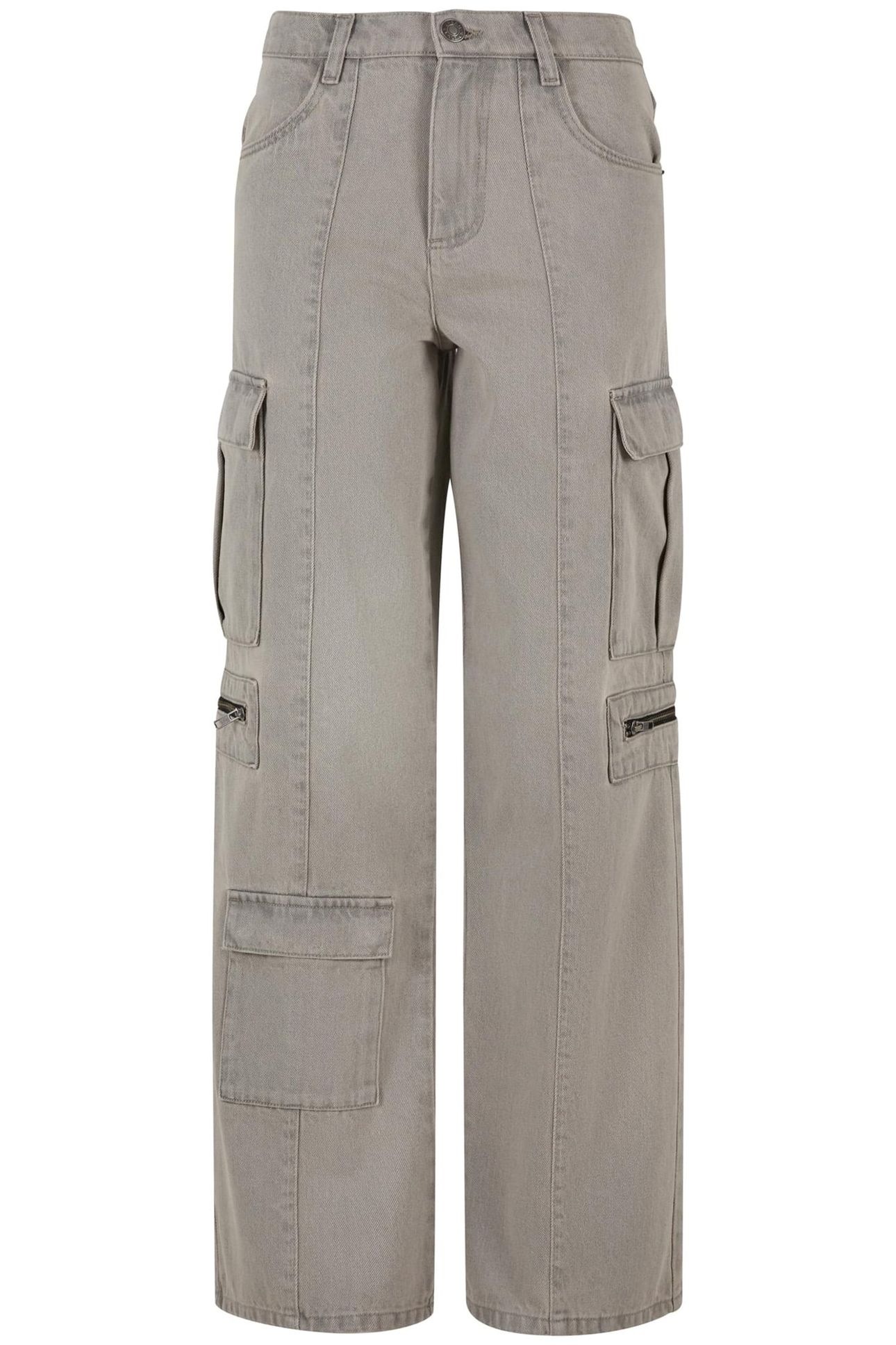 LADIES LOOSE UTILITY DENIM PANTS LIGHTER DIRTY WASHED 1