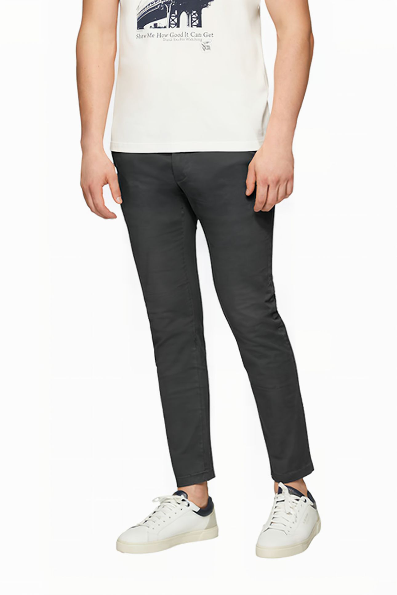S.OLIVER PANTS GREY/BLACK 1