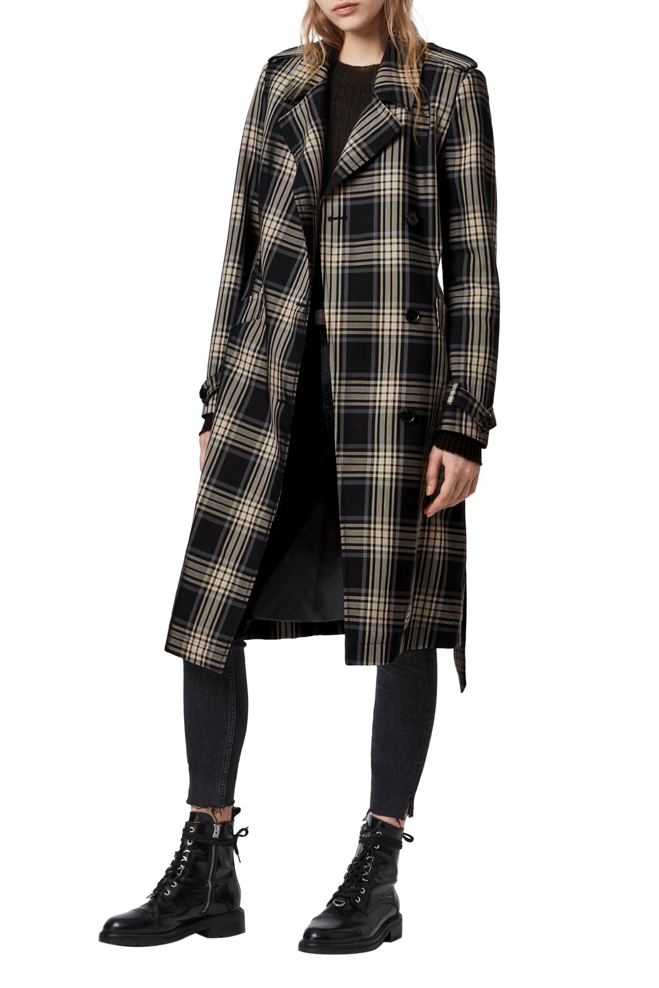 CHIARA CHECK TRENCH BLACK/CHALK WHITE 3