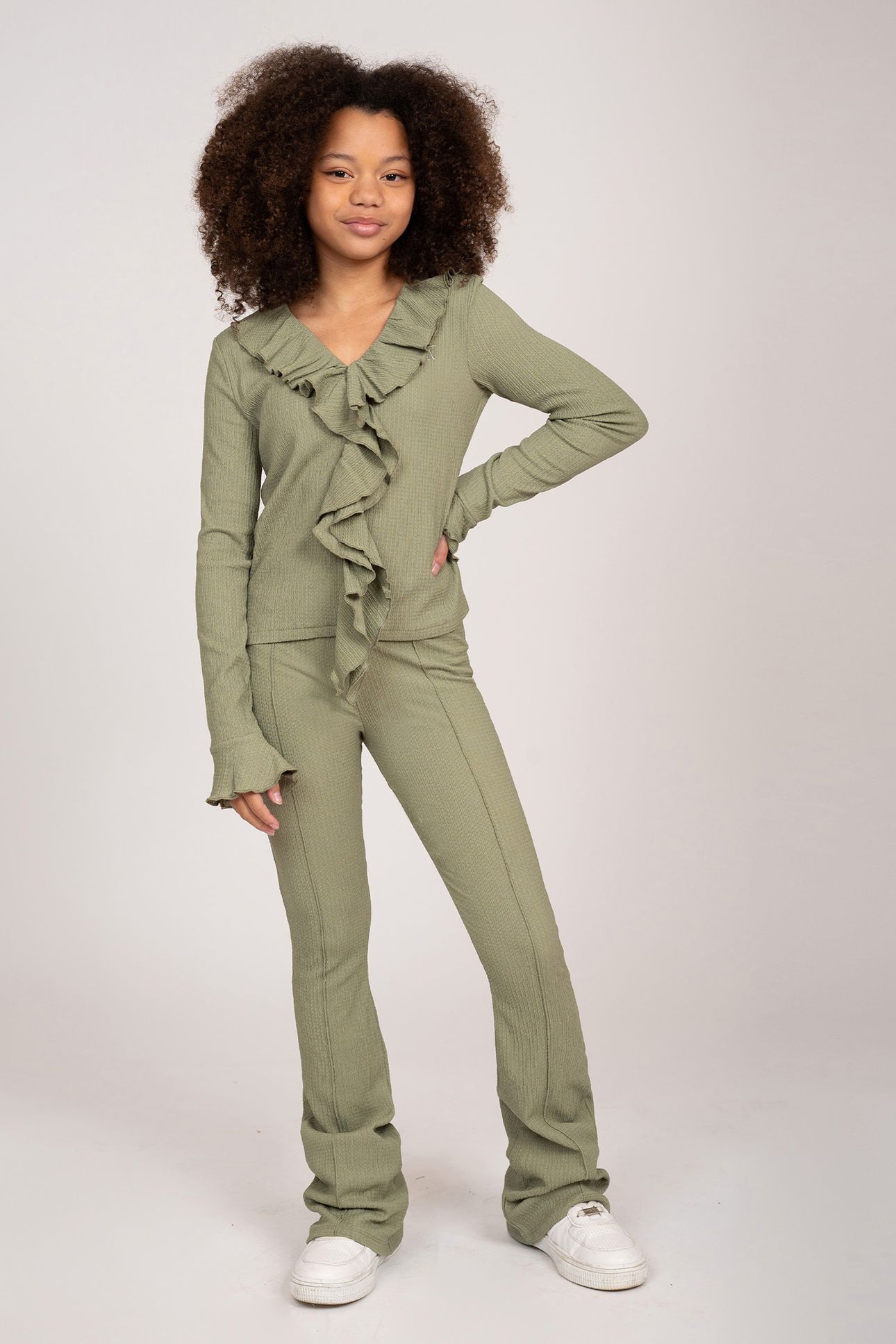 VONDA FLARED PANTS CROCODILE GREEN 1
