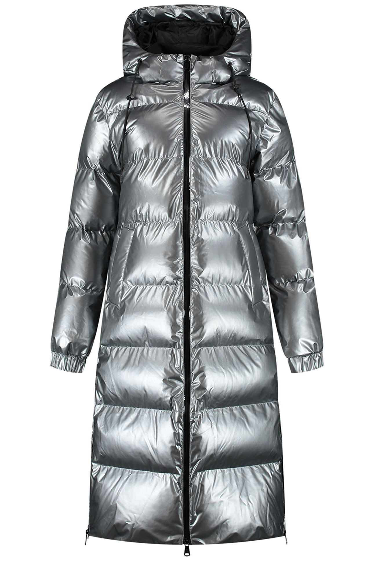 ELISTA LONG PUFFER COAT GUN METAL 2