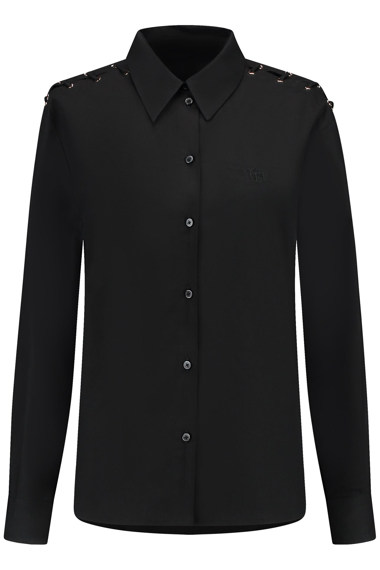 DEJA LACE-UP BLOUSE BLACK 1