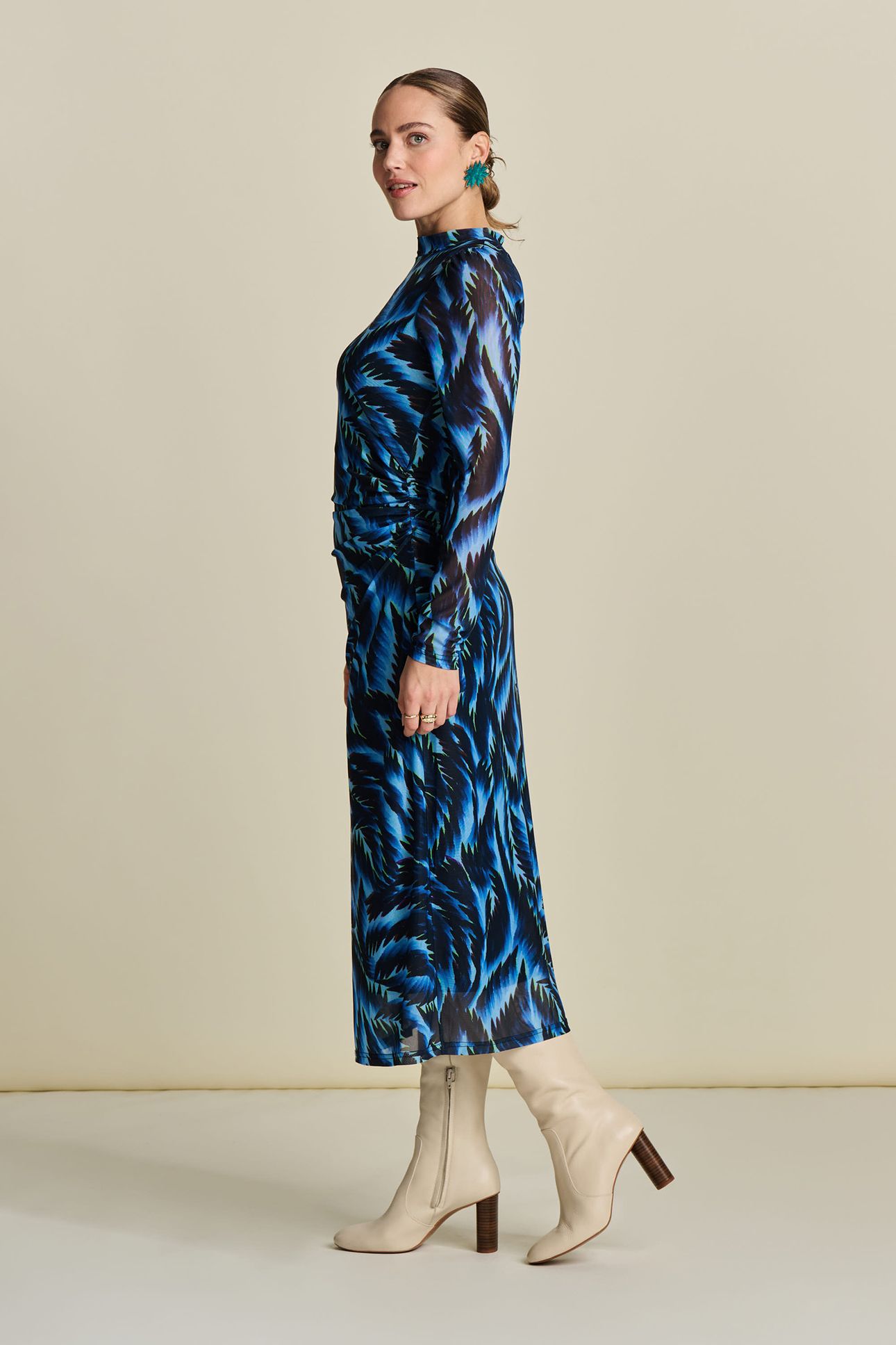 DRESS - FEATHERS BLUE MESH 6