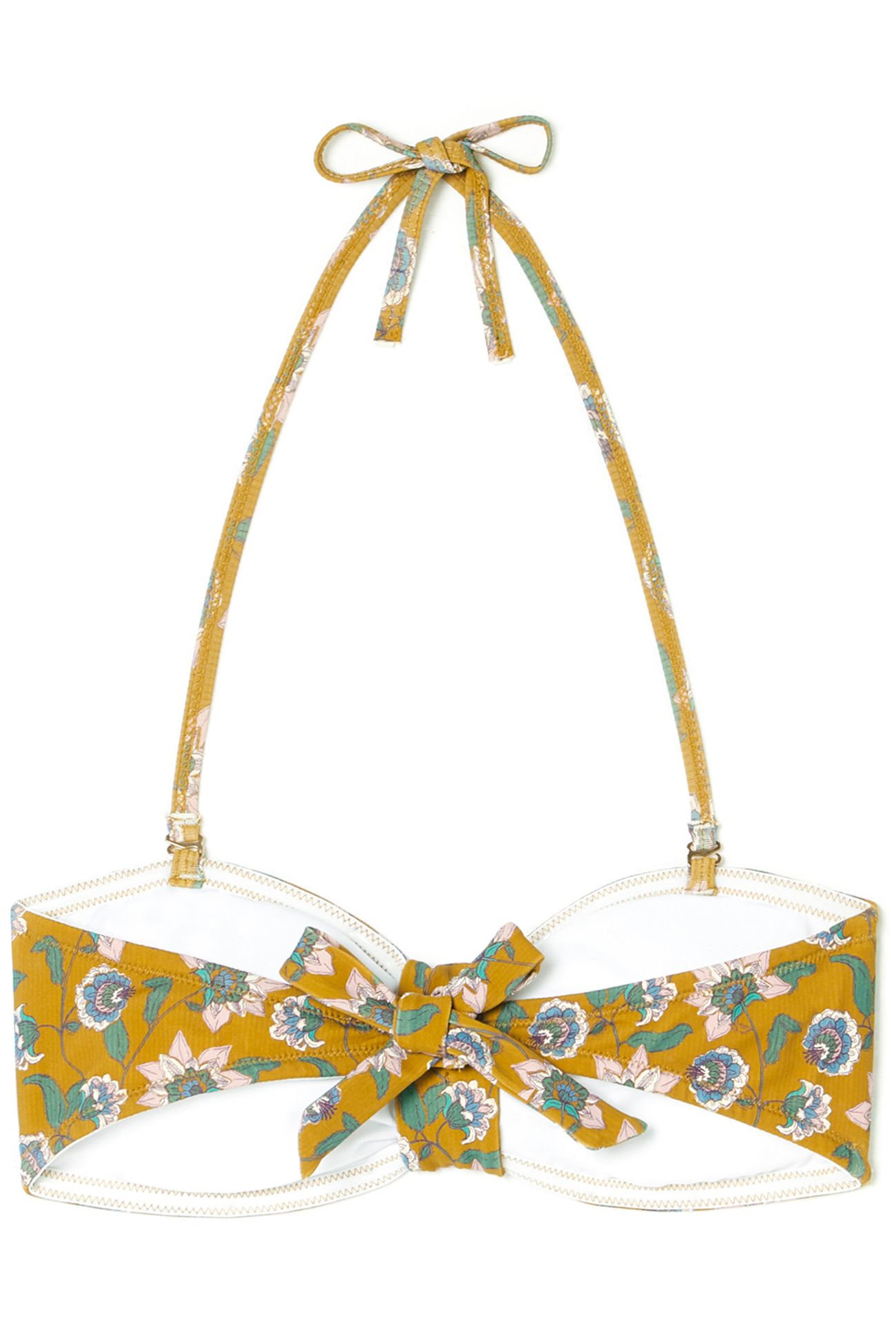 BIKINI TOP WALNUT CINNAMON FLOWERS 2