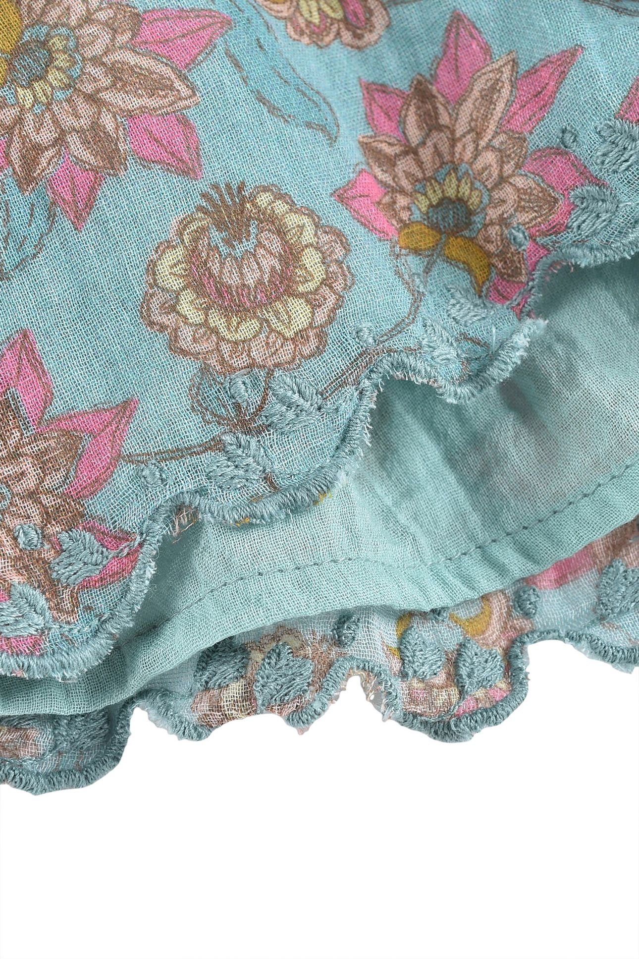 SHORTS VALLALOID TURQUOISE FLOWERS 9