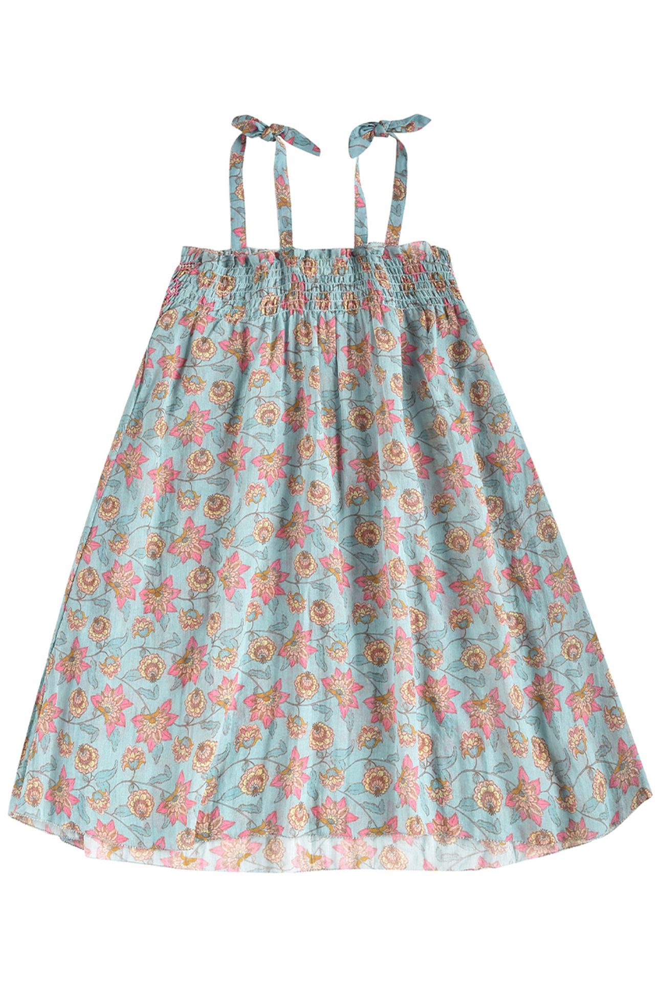 DRESS MARCELINE TURQUOISE FLOWERS 3