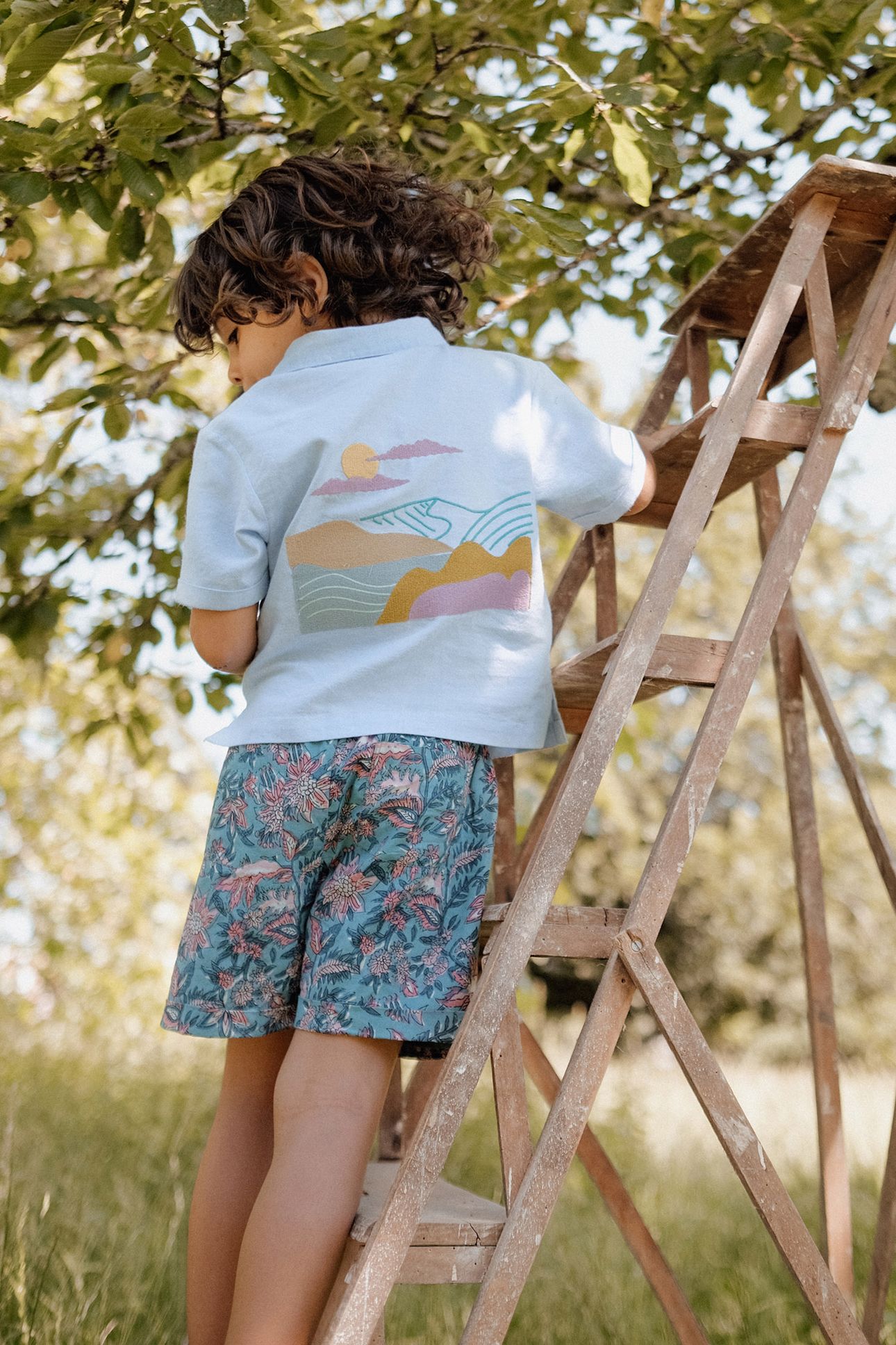 SHORTS ALIKI TEAL GARDEN OF EDEN 2