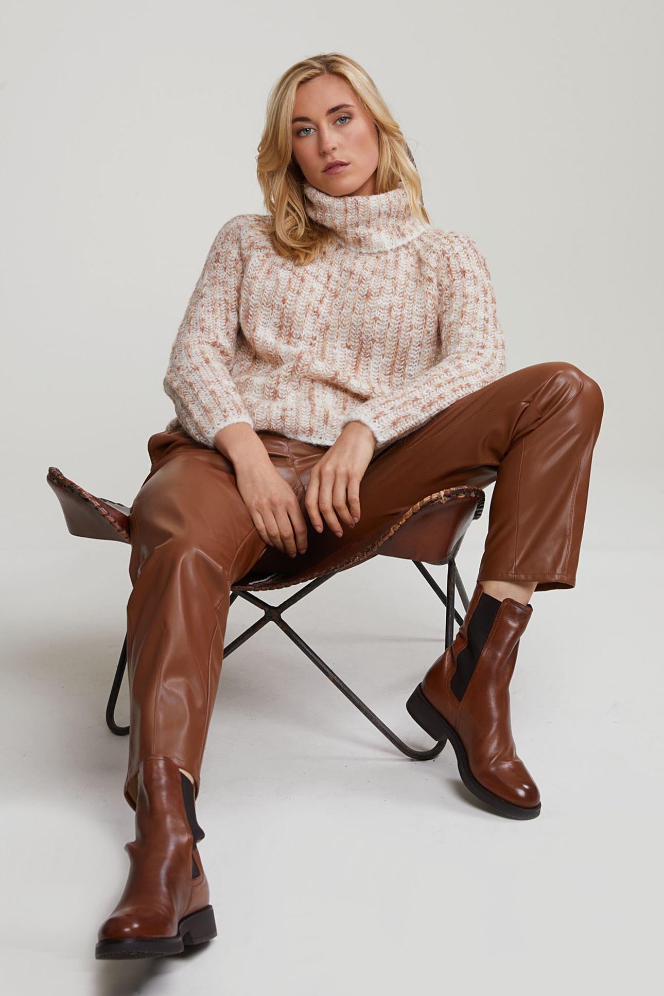 BROWN VEGAN LEATHER PANTS 3