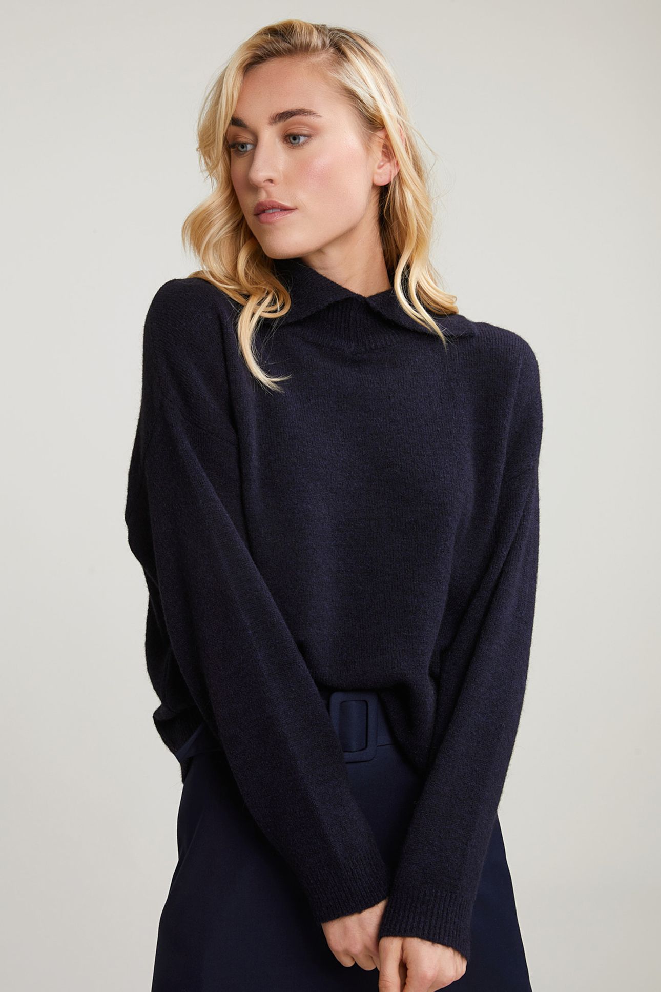 NAVY MOCK NECK SWEATER LONG SLEEVES 1
