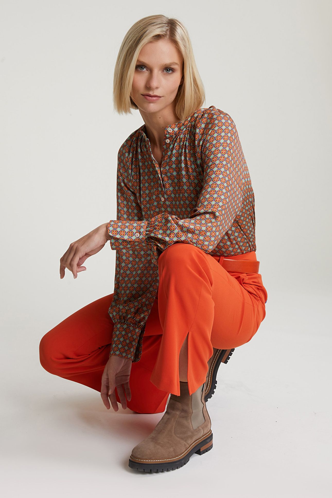 ORANGE/GREEN FANTASY BLOUSE WITH BUTTONS 3