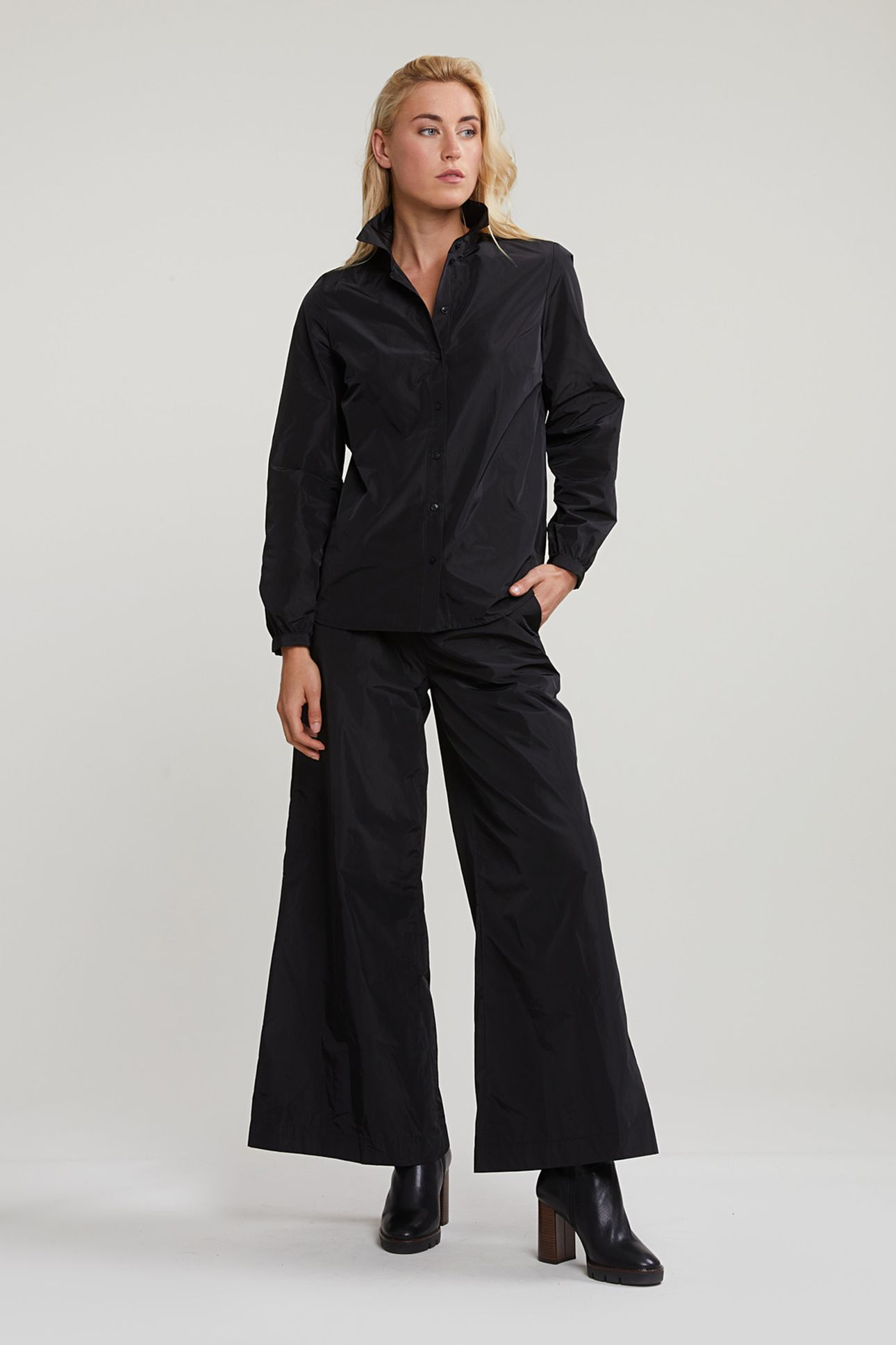 BLACK TAFFETA BLOUSE LONG SLEEVES 3