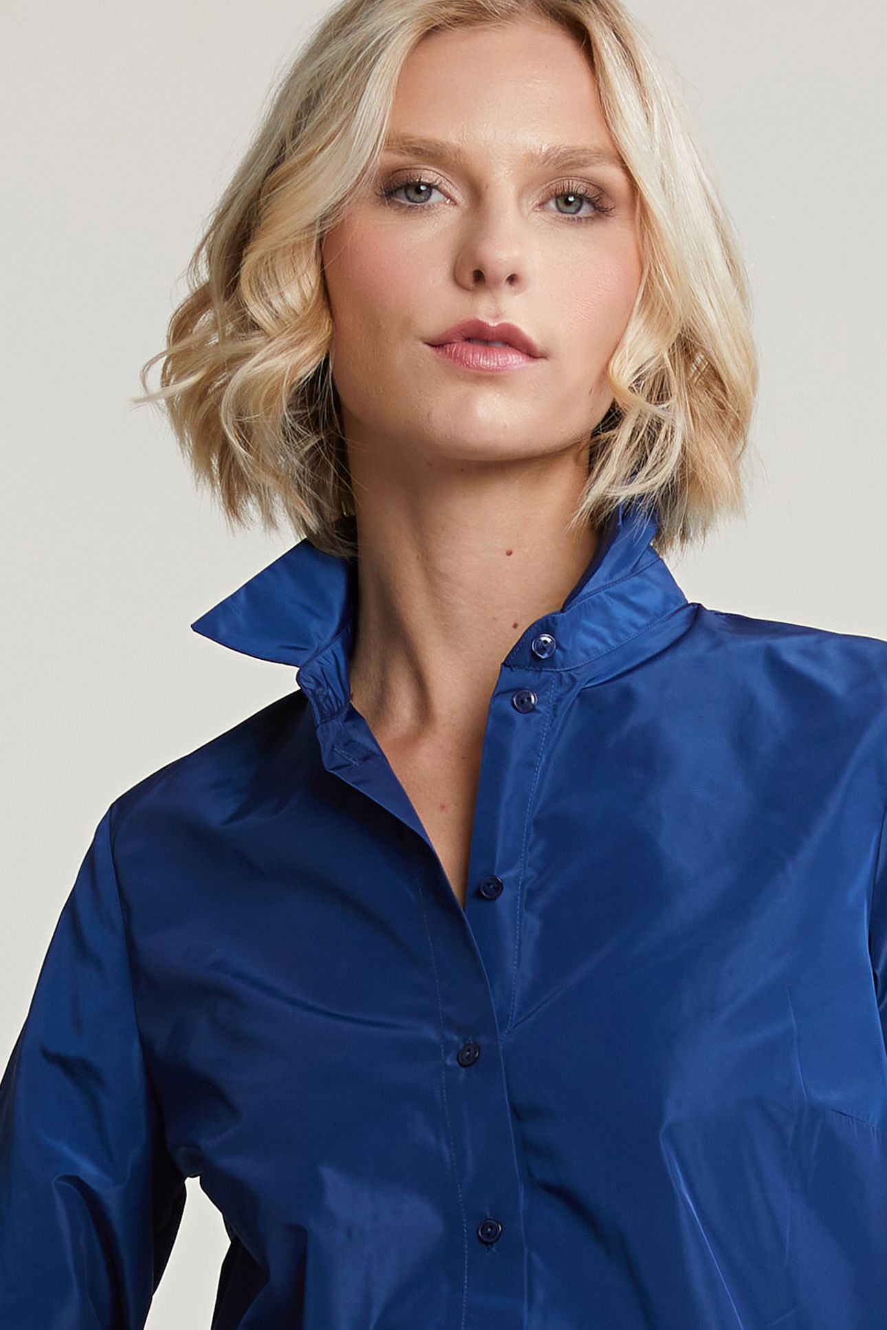 BLUE TAFFETA BLOUSE LONG SLEEVES 4