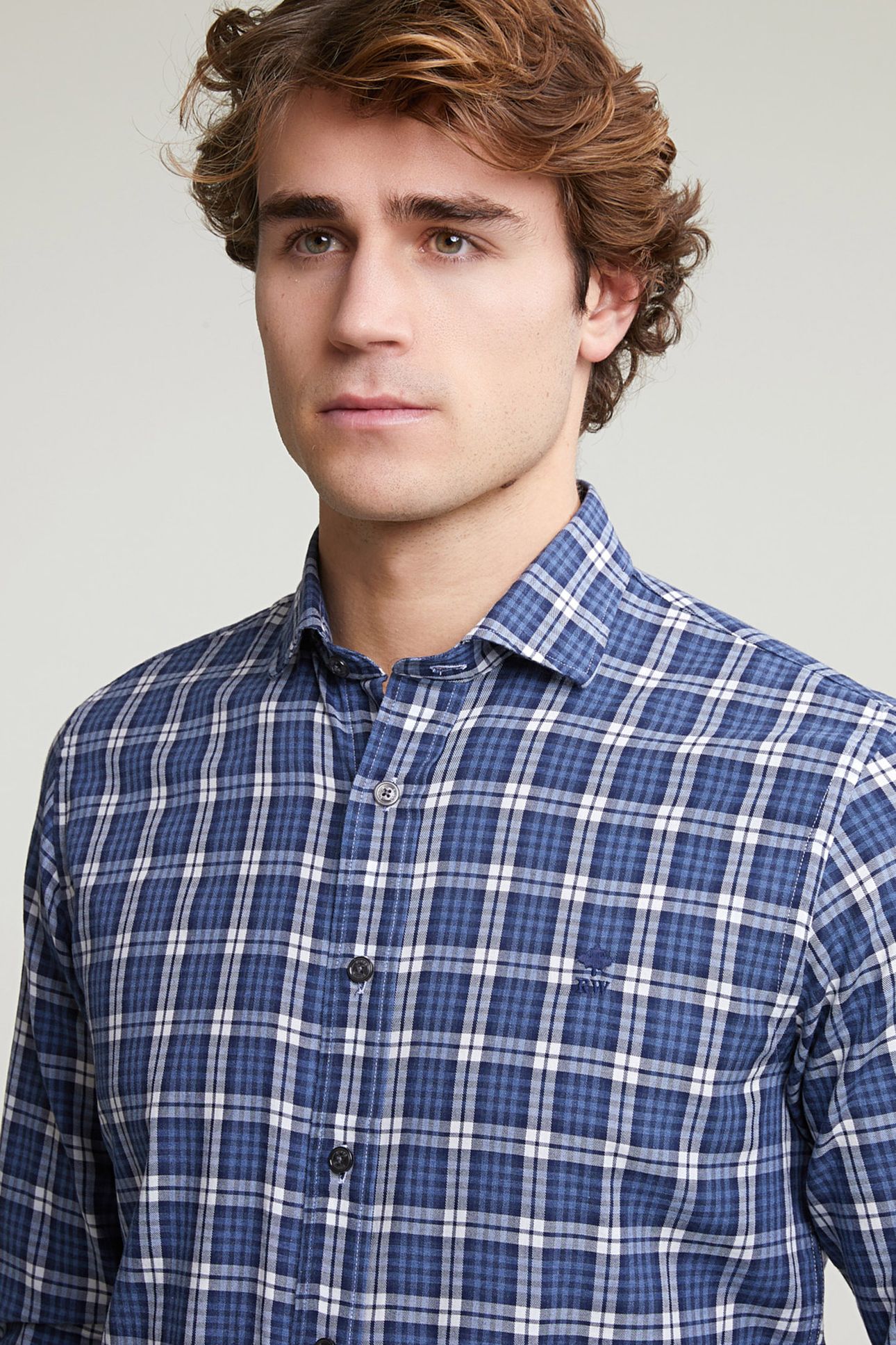 CUSTOM FIT CHECKED SHIRT BLUE/WHITE 4