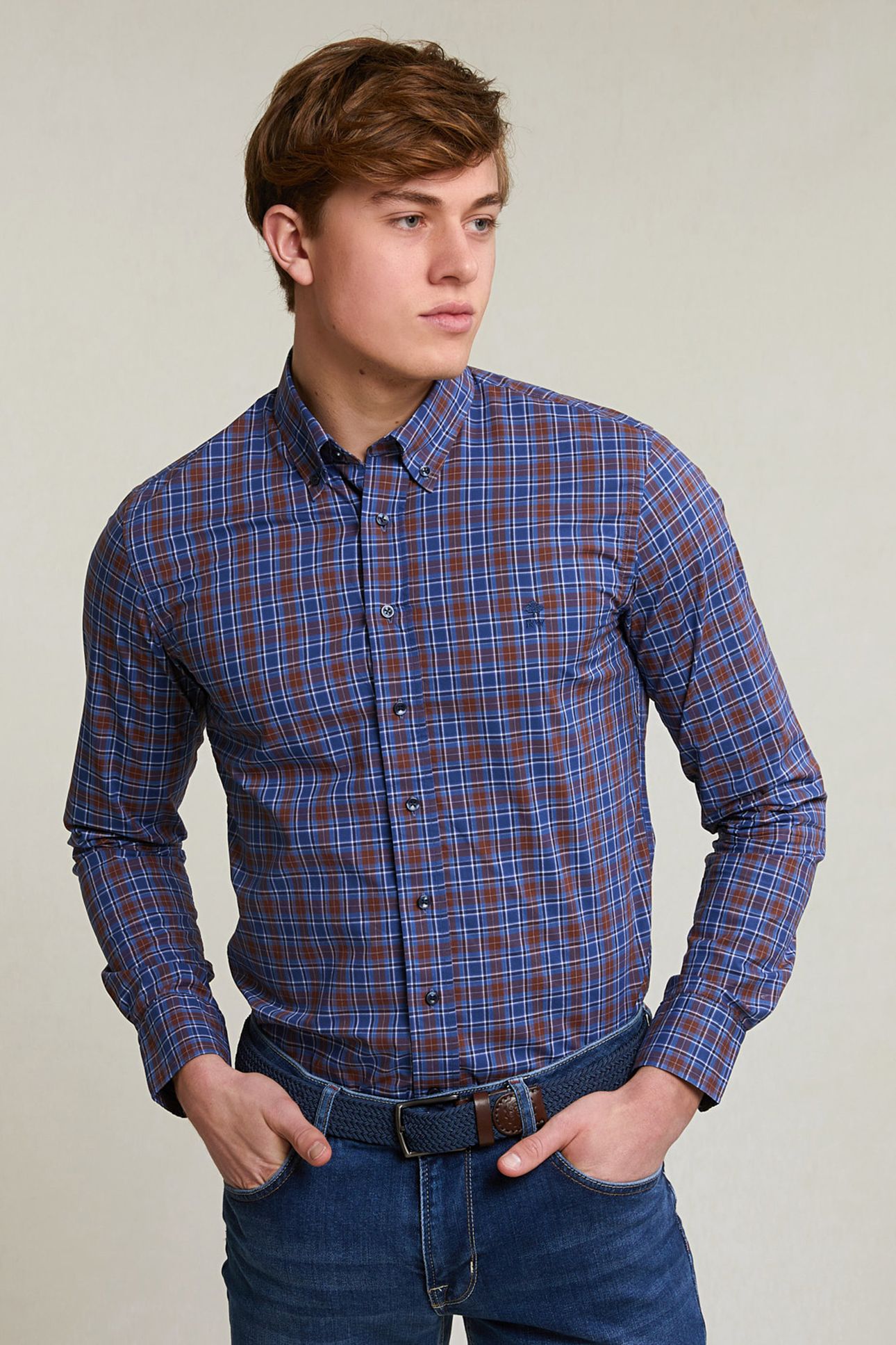 SLIM FIT CHECKED SHIRT RED/BLUE 1