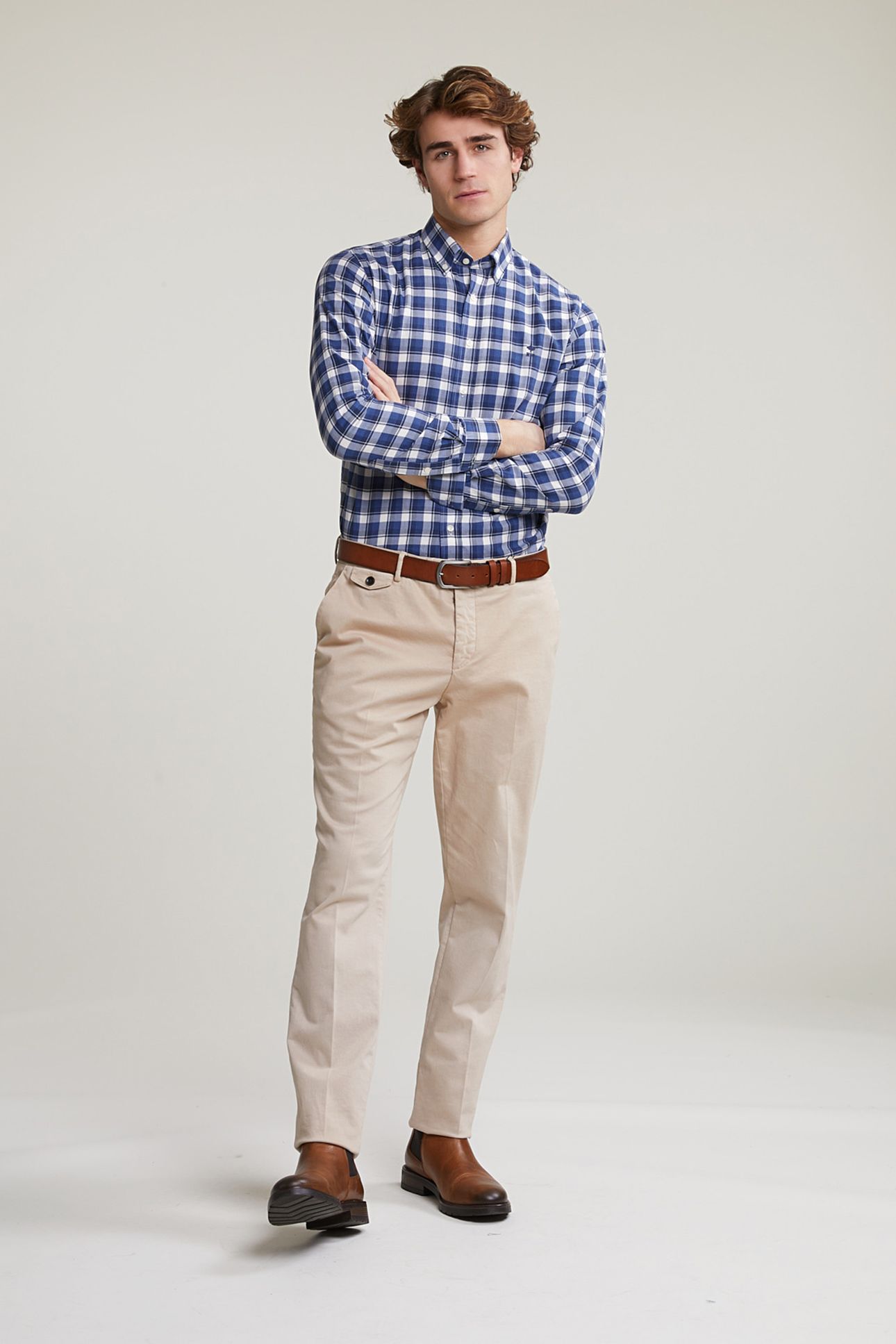 CUSTOM FIT CHECKED SHIRT BLUE/WHITE 3