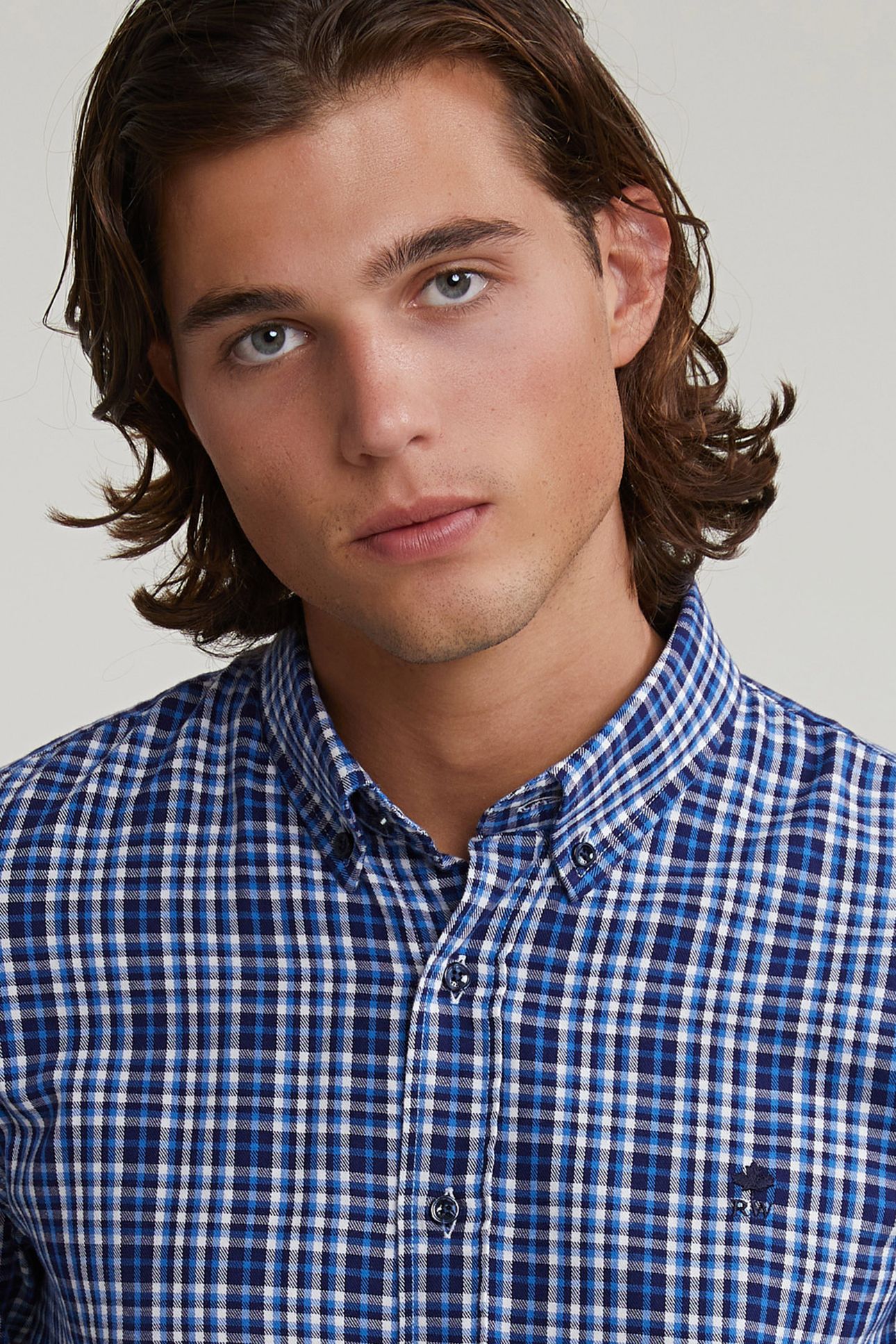 CUSTOM FIT CHECKED SHIRT BLUE/WHITE 4
