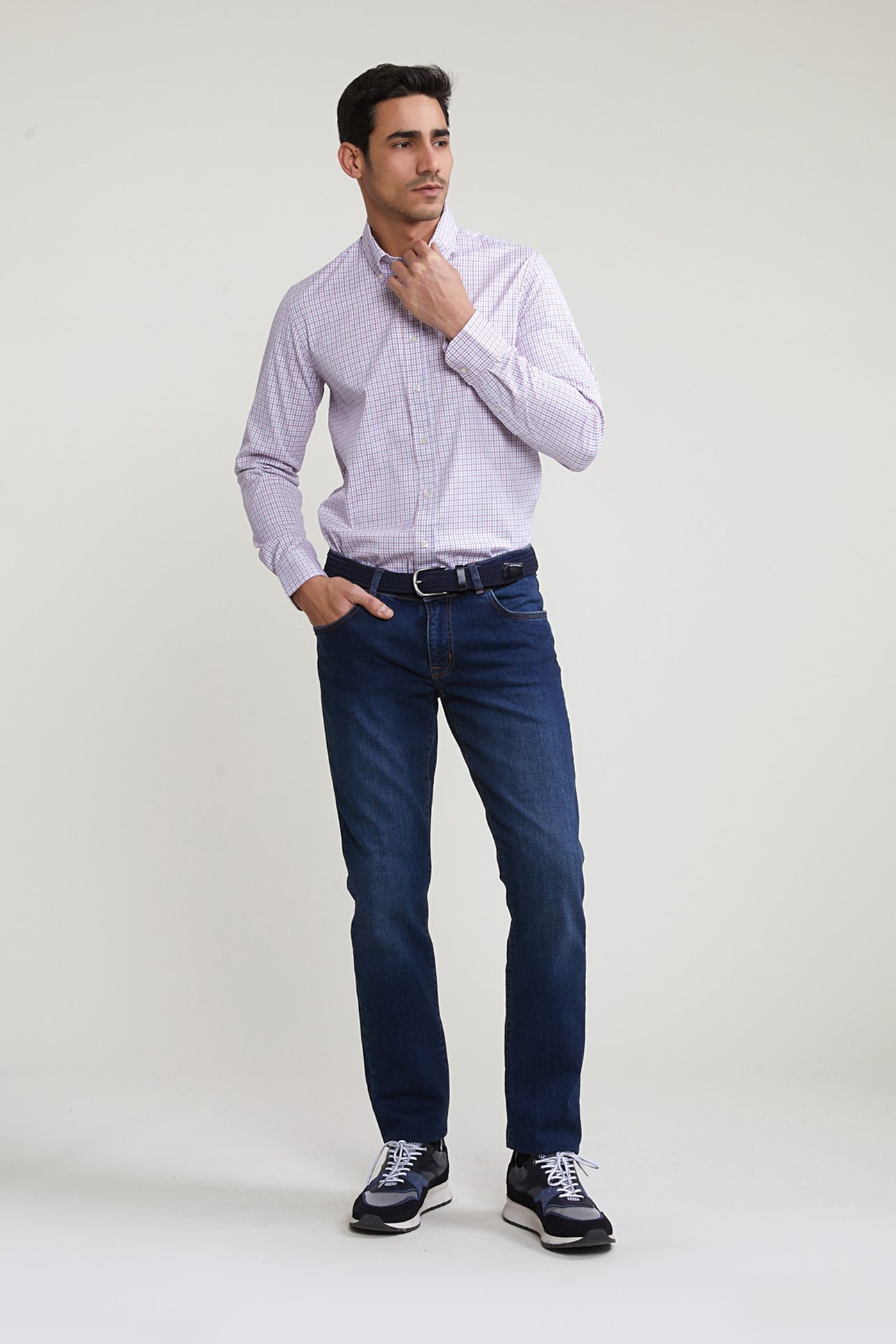 CUSTOM FIT CHECKED SHIRT RED/BLUE 3