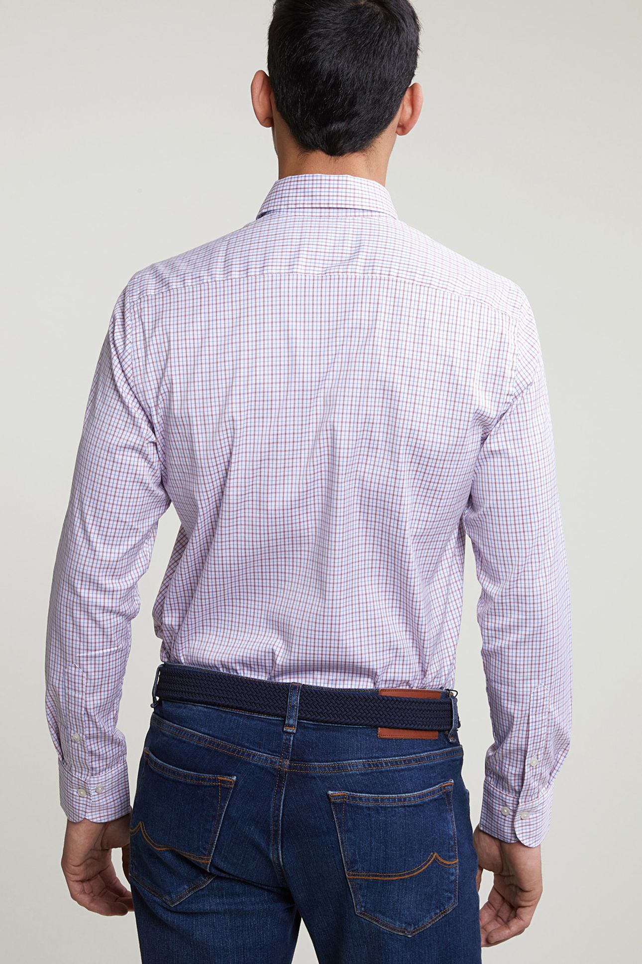 CUSTOM FIT CHECKED SHIRT RED/BLUE 2