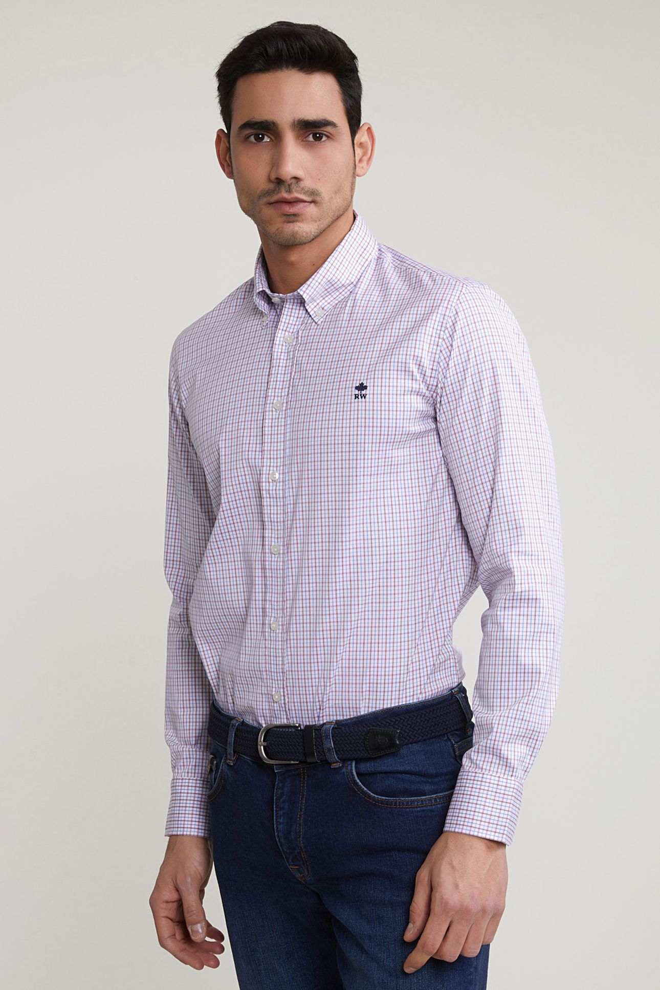 CUSTOM FIT CHECKED SHIRT RED/BLUE 1