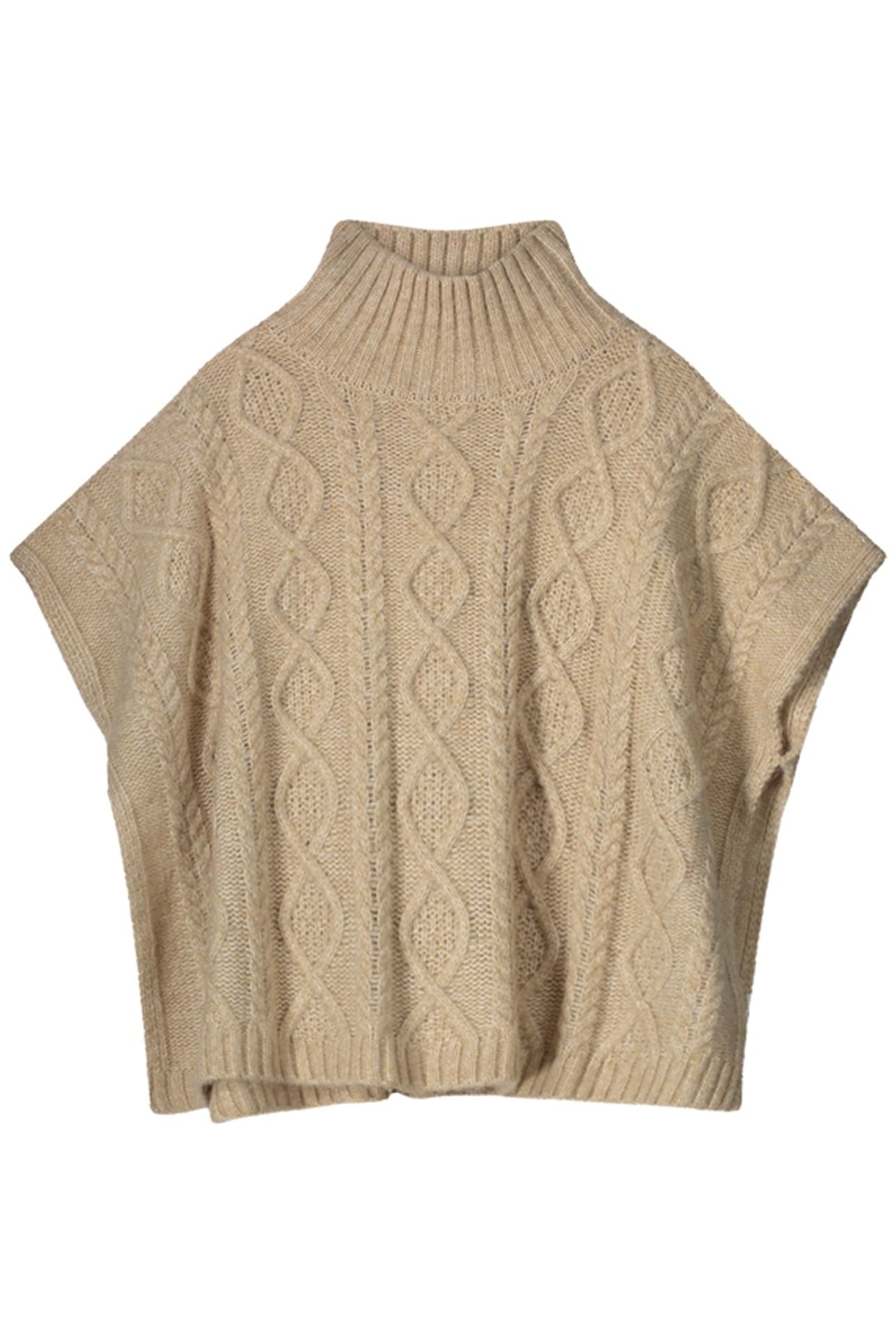 PONCHO CABLE KNIT IVORY 1