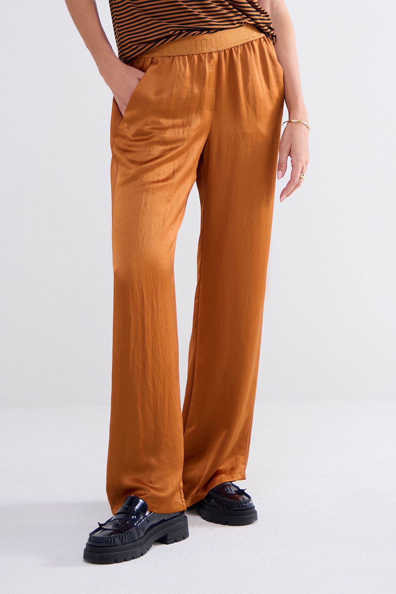 TROUSERS HEAVY SILKY TOUCH CARAMEL COFFEE 1