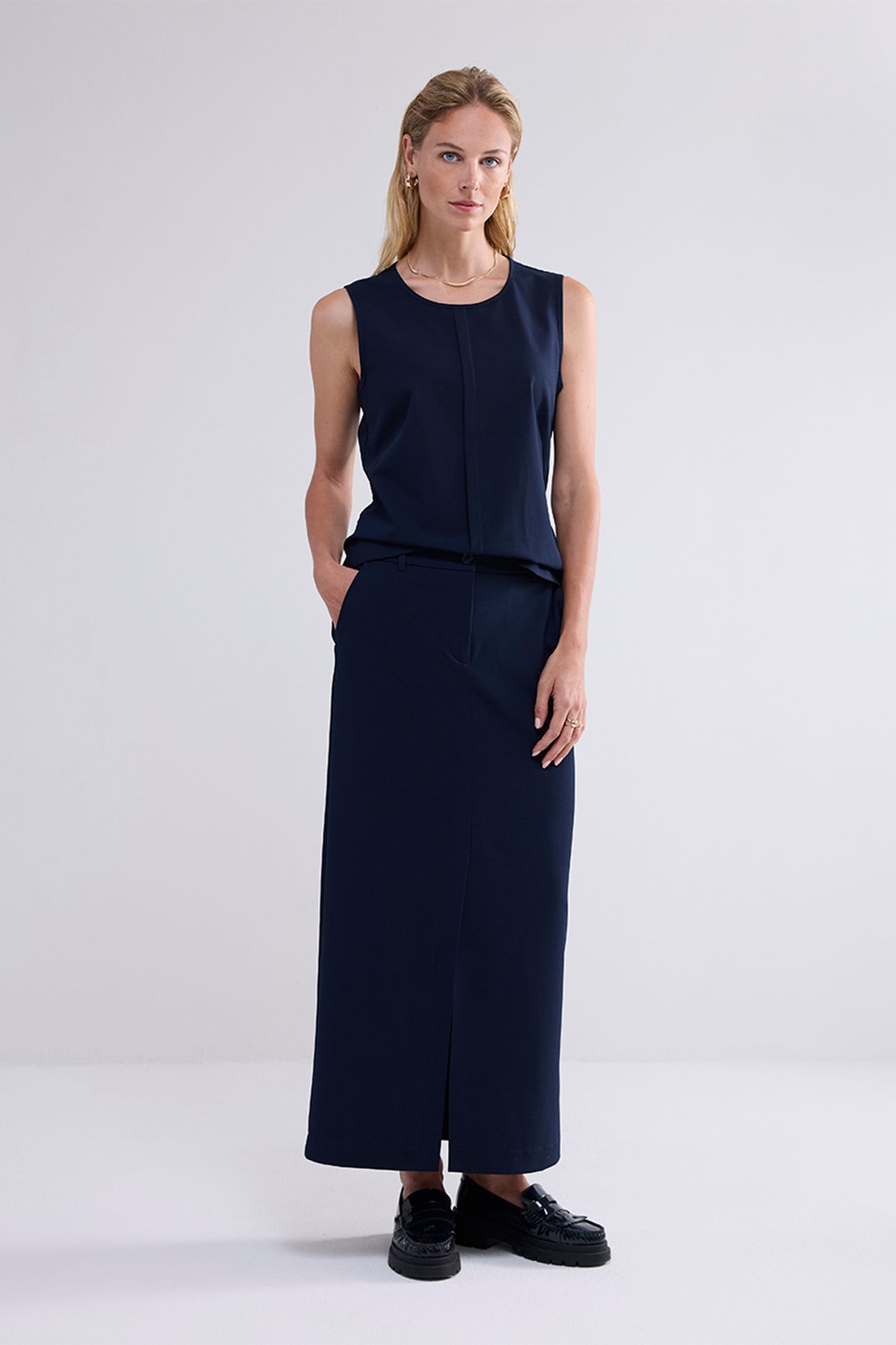 SKIRT VISCOSE BLEND STRETCH MIDNIGHT BLUE 1