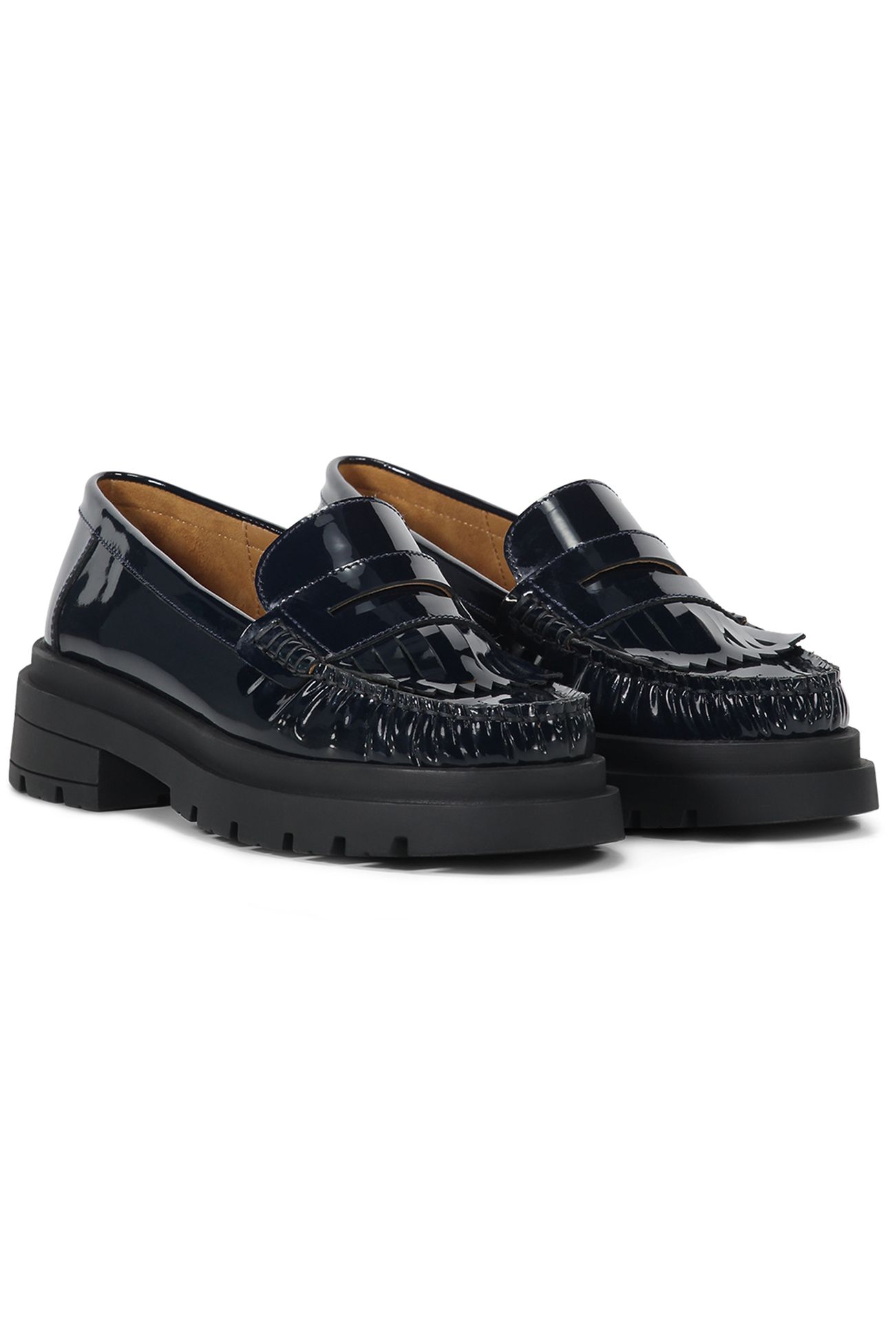 SHINY LEATHER LOAFER WITH RUBBER SOLE MIDNIGHT BLUE 1