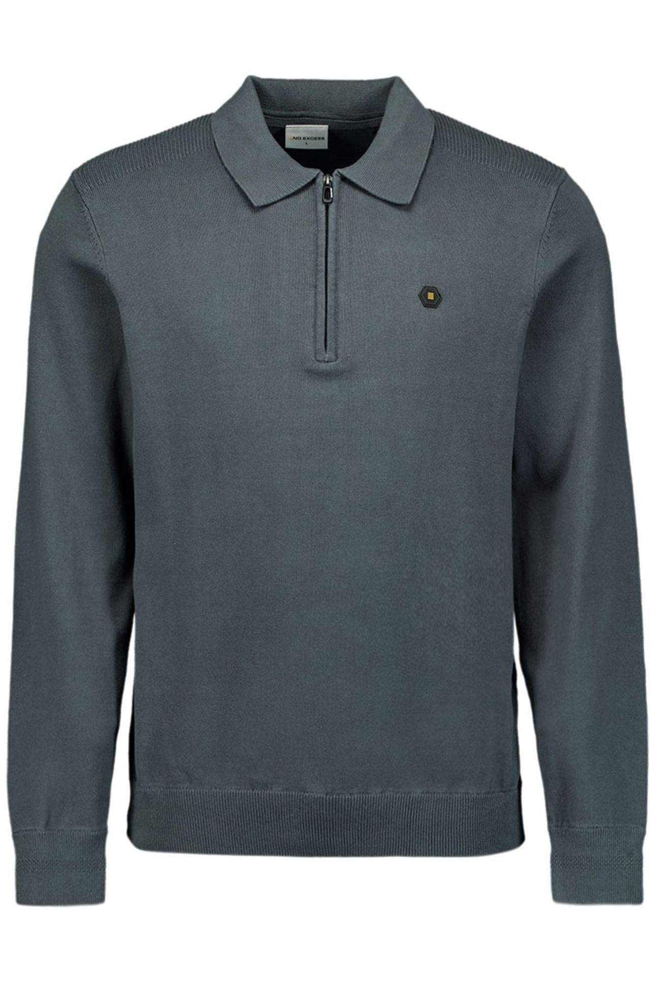 PULLOVER POLO HALF ZIPPER SOLID KNIT DARK STEEL 1