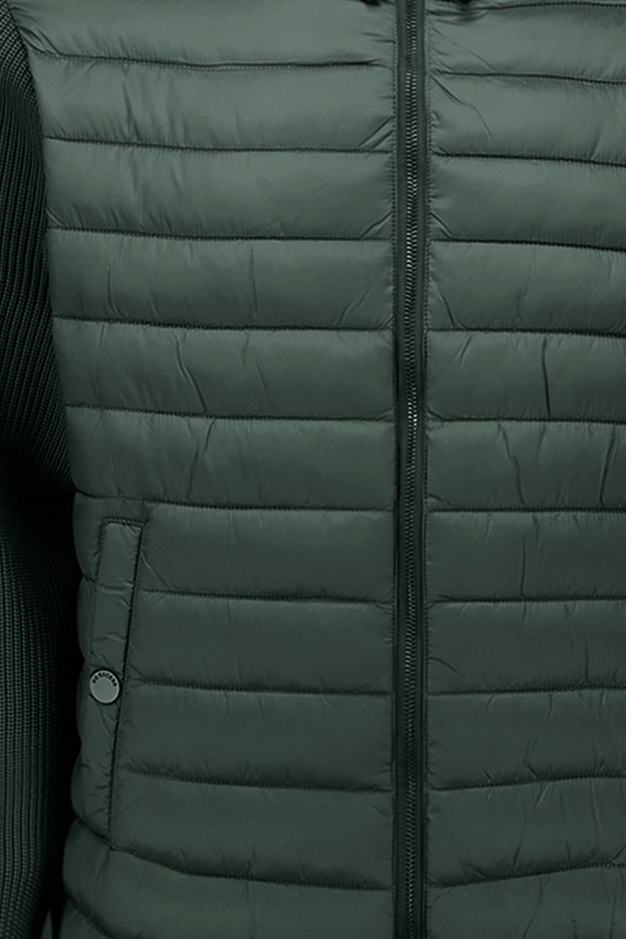 JACKET HOODED PADDED MIX WITH KNIT DARK STEEL 3