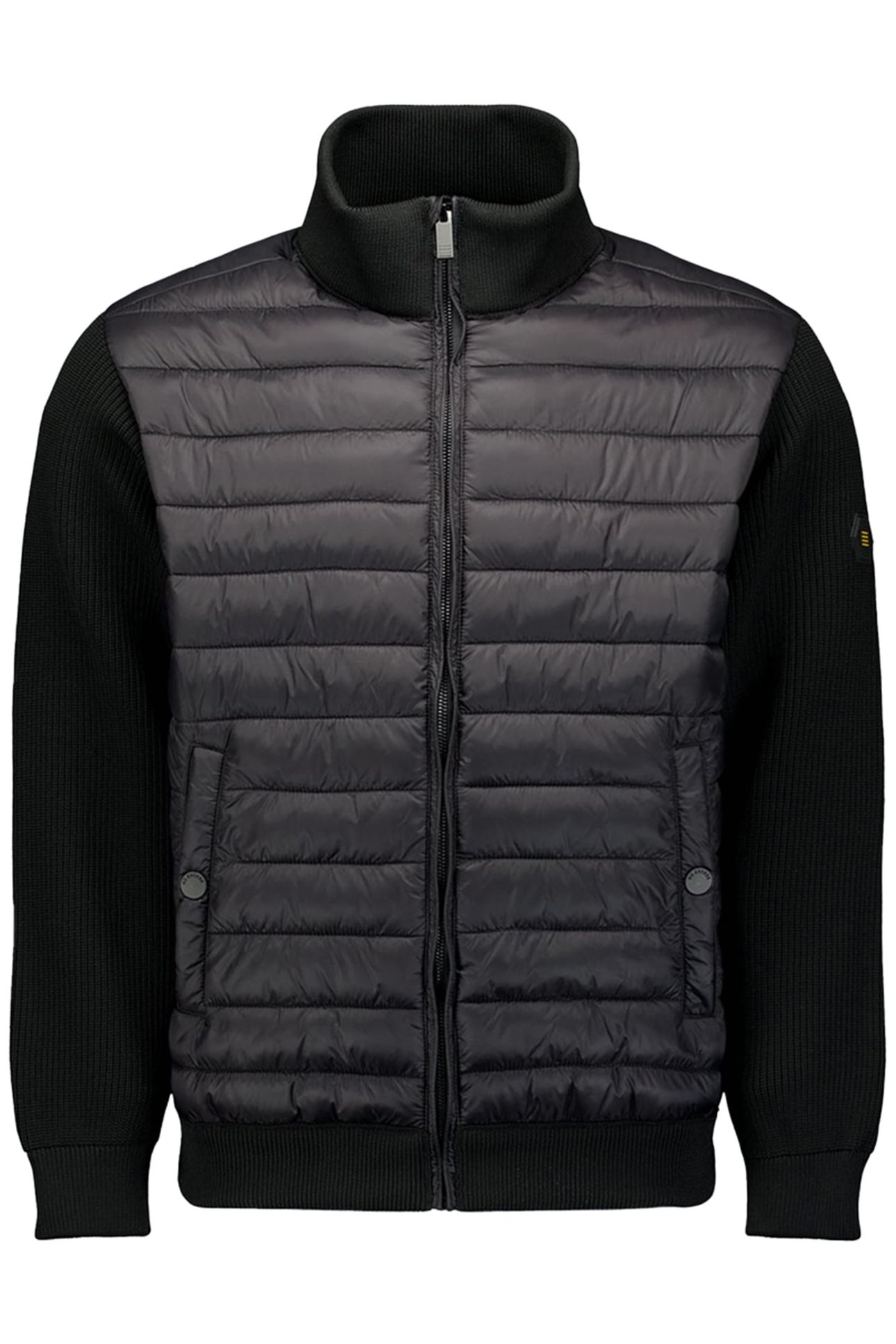 JACKET STAND UP COLLAR PADDED MIX WITH KNIT BLACK 1