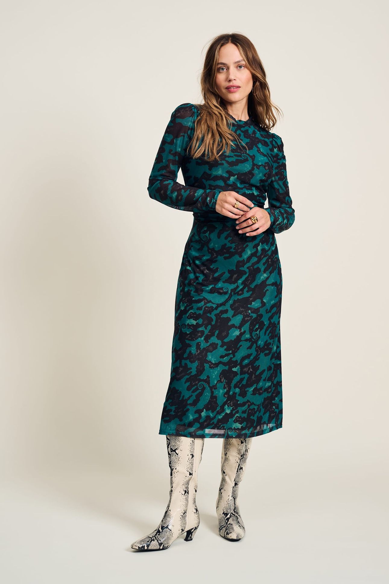 DRESS - CAMO TEAL GREEN MESH 1