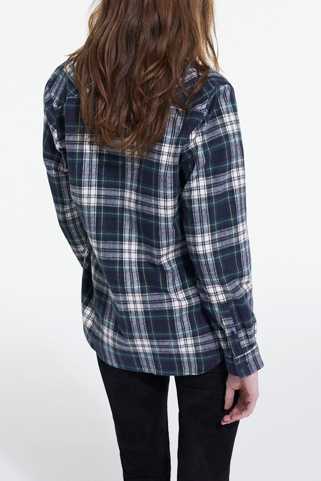 CHECKED SHIRT WITH CONTRASTING POCKETS BOTTLE GREEN 2