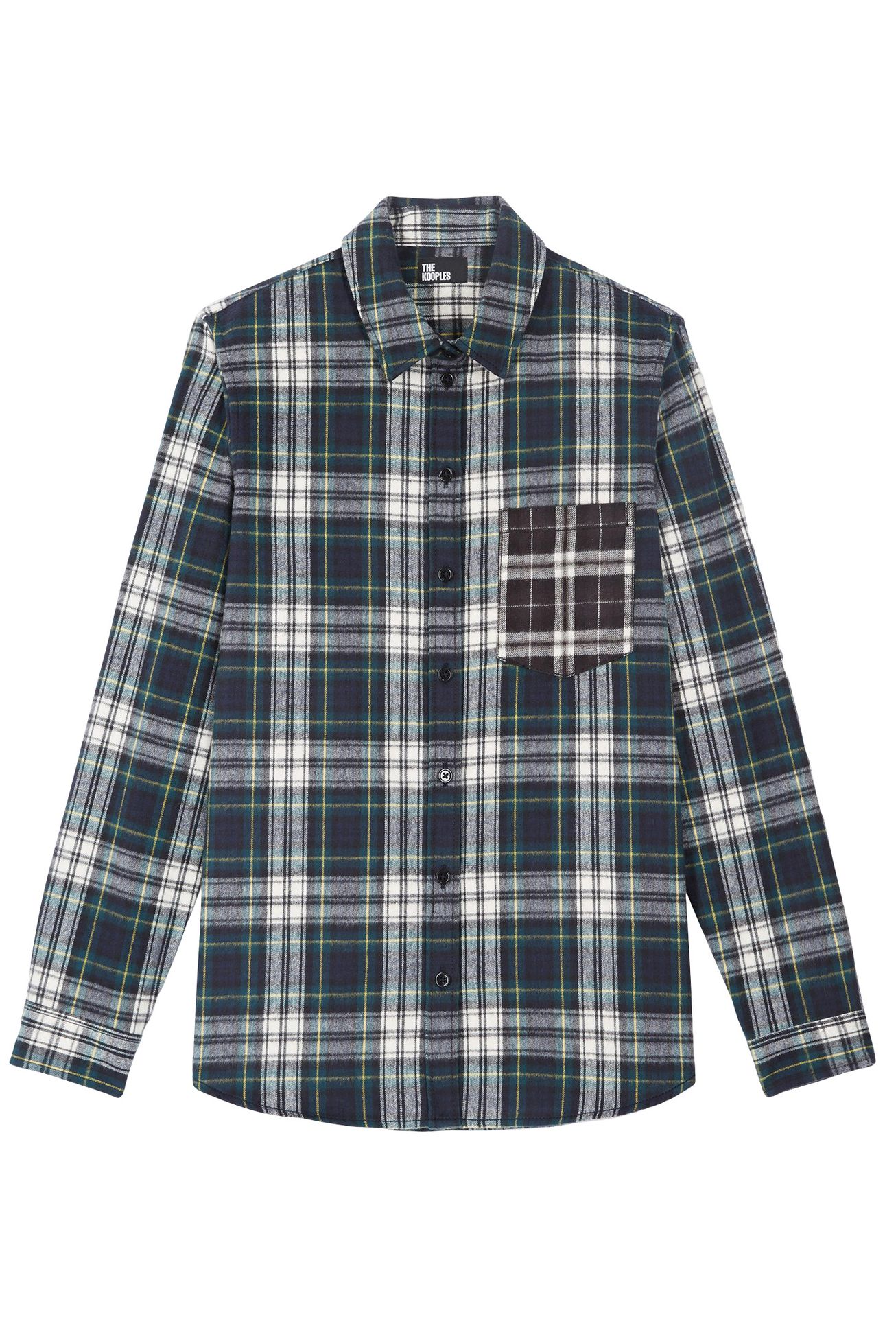 CHECKED SHIRT WITH CONTRASTING POCKETS BOTTLE GREEN 5