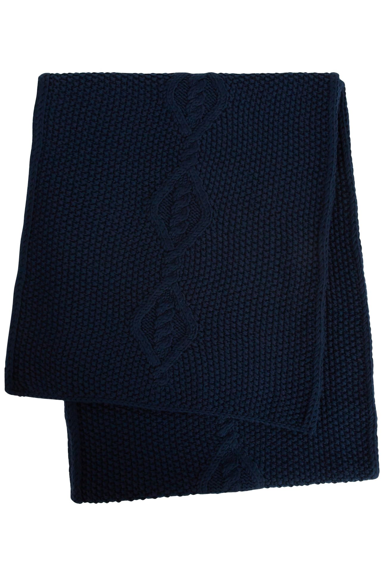 CABLE WOOL SCARF BLUE 1