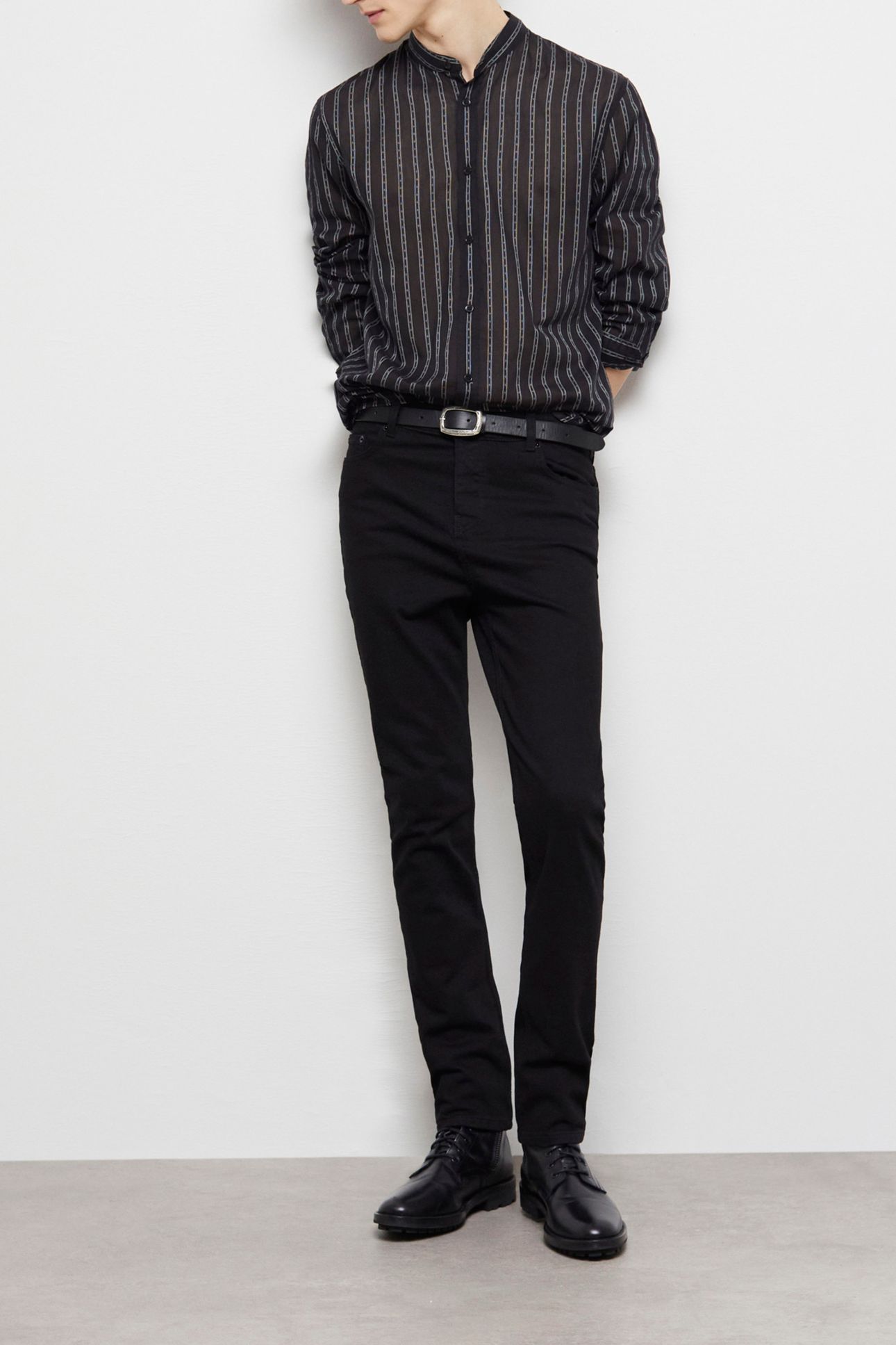 TUNISIAN COLLAR SHIRT BLACK 2