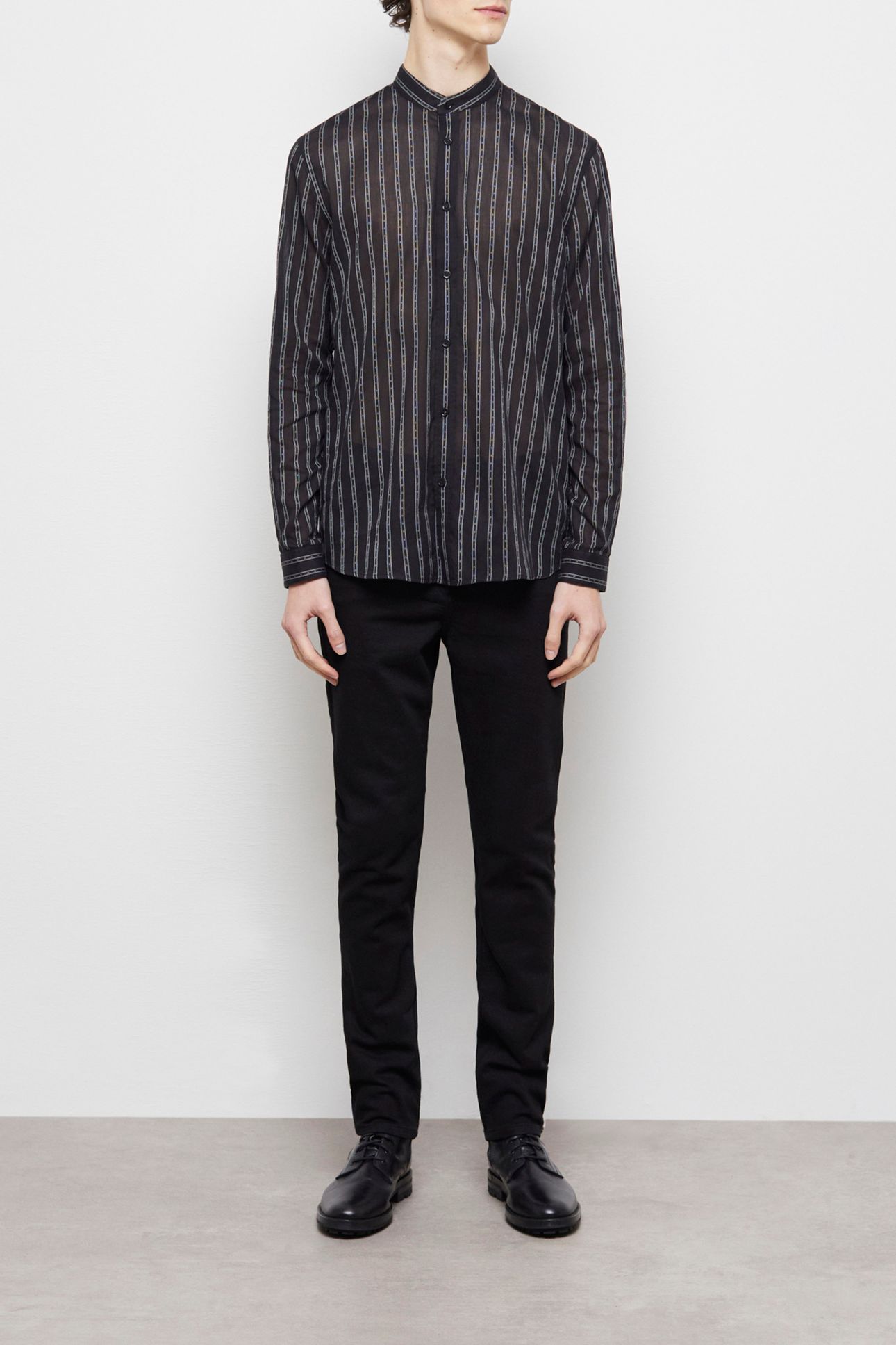 TUNISIAN COLLAR SHIRT BLACK 1