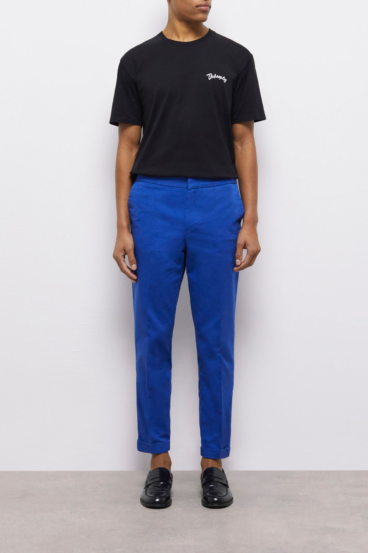 STRAIGHT PANTS WITH SEMI-ELASTICATED WAISTBAND BLUE 1