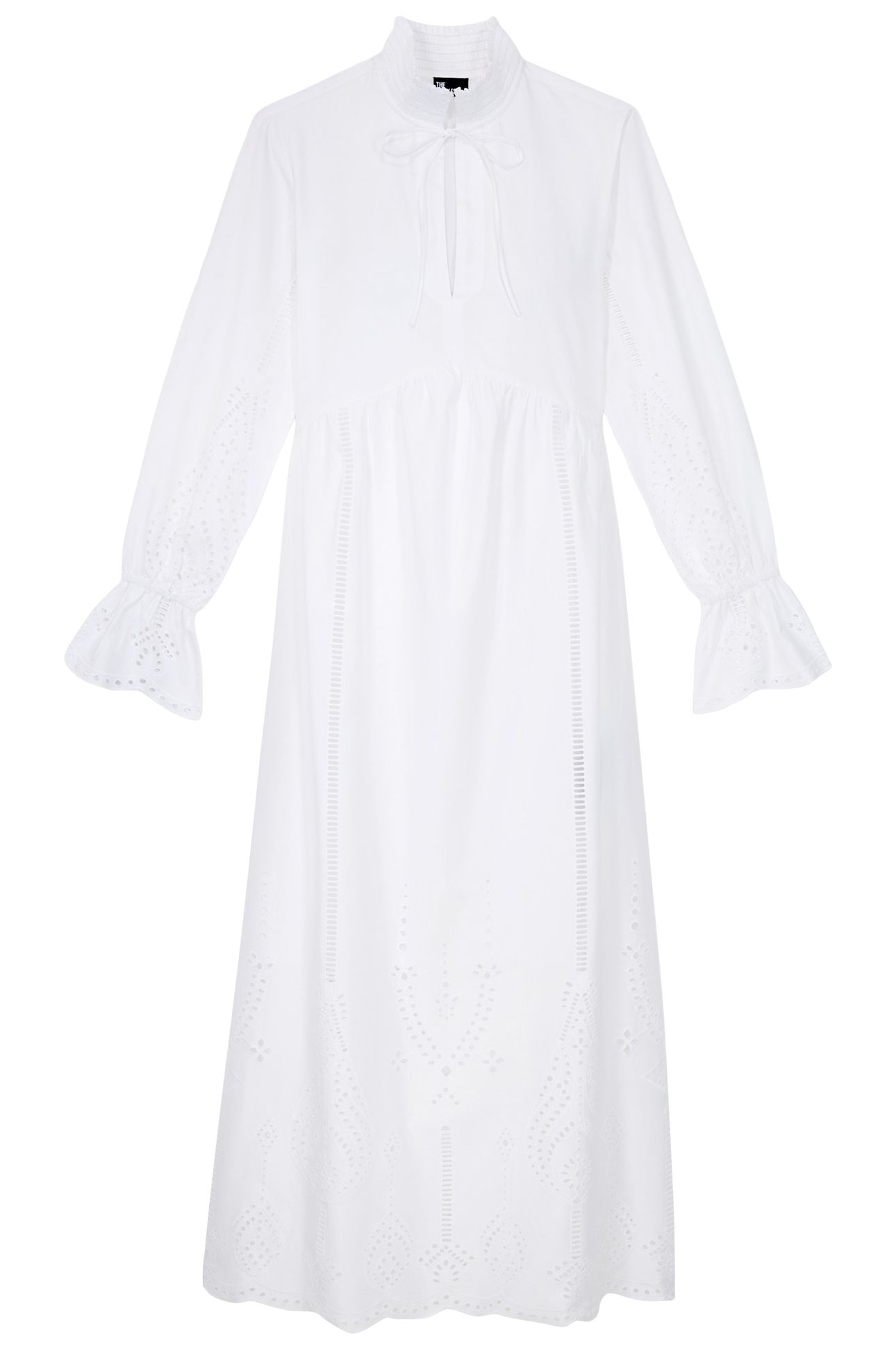 LONG DRESS PLACED ENGLISH EMBROIDERY WHITE 1