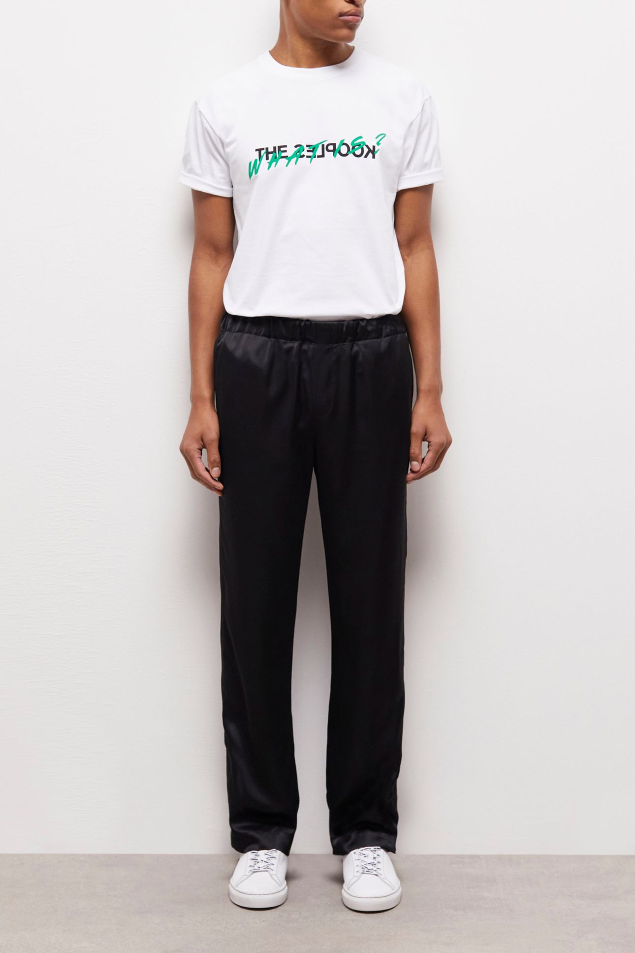 ELASTIC WAIST PANTS BLACK 1
