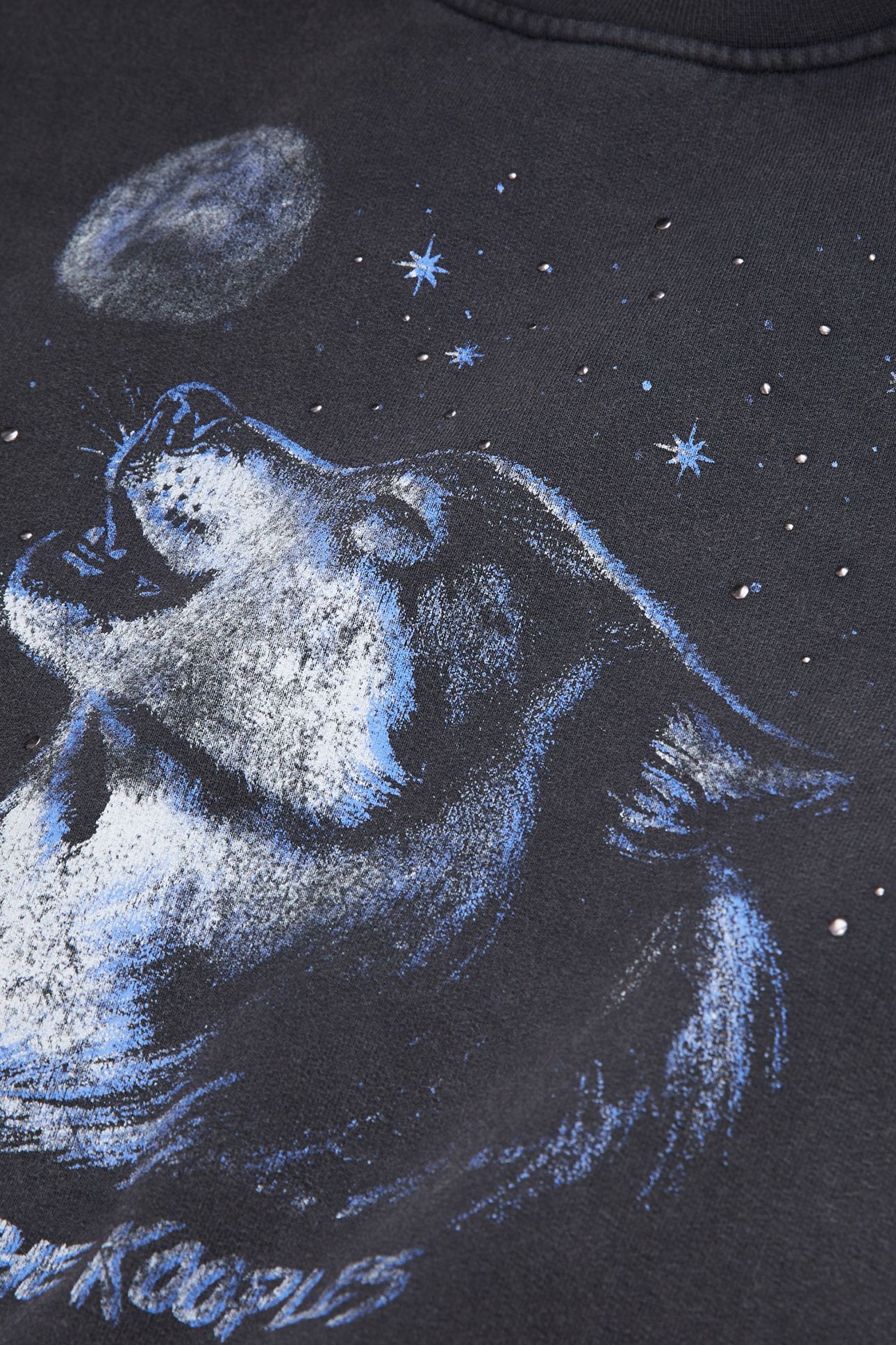 SWEAT WASH WITH WOLF PRINT BLACK WASHED 5